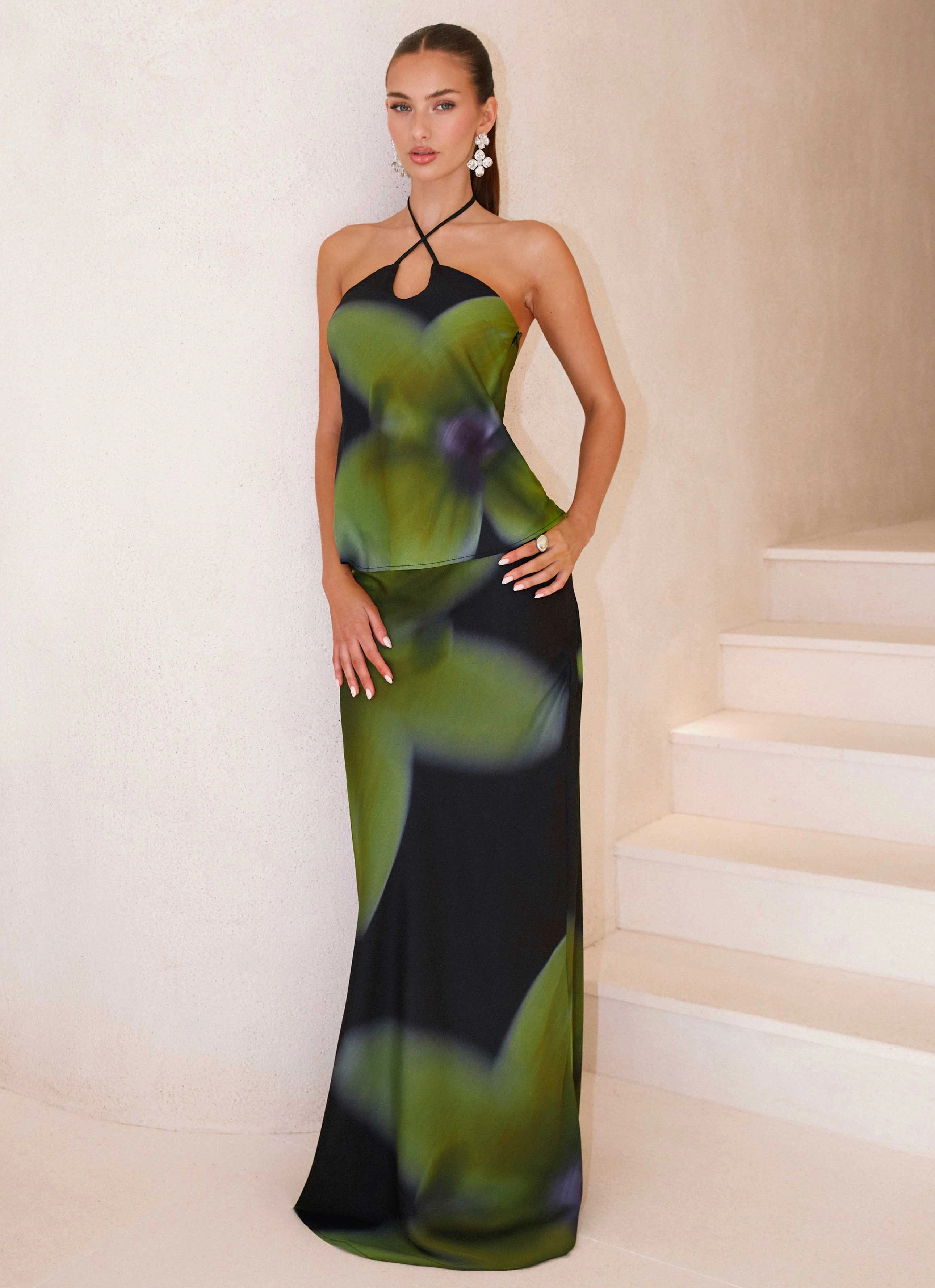 Rosetta Maxi Skirt - Lime Flower Bold Statement