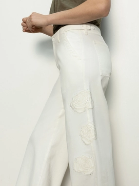 ReflectiveTrims Printed Hoodie Rosette Army High Rise Pant Powdered Sugar