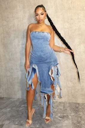 Clean Flow Rosie Ruffle Denim Tube Dress