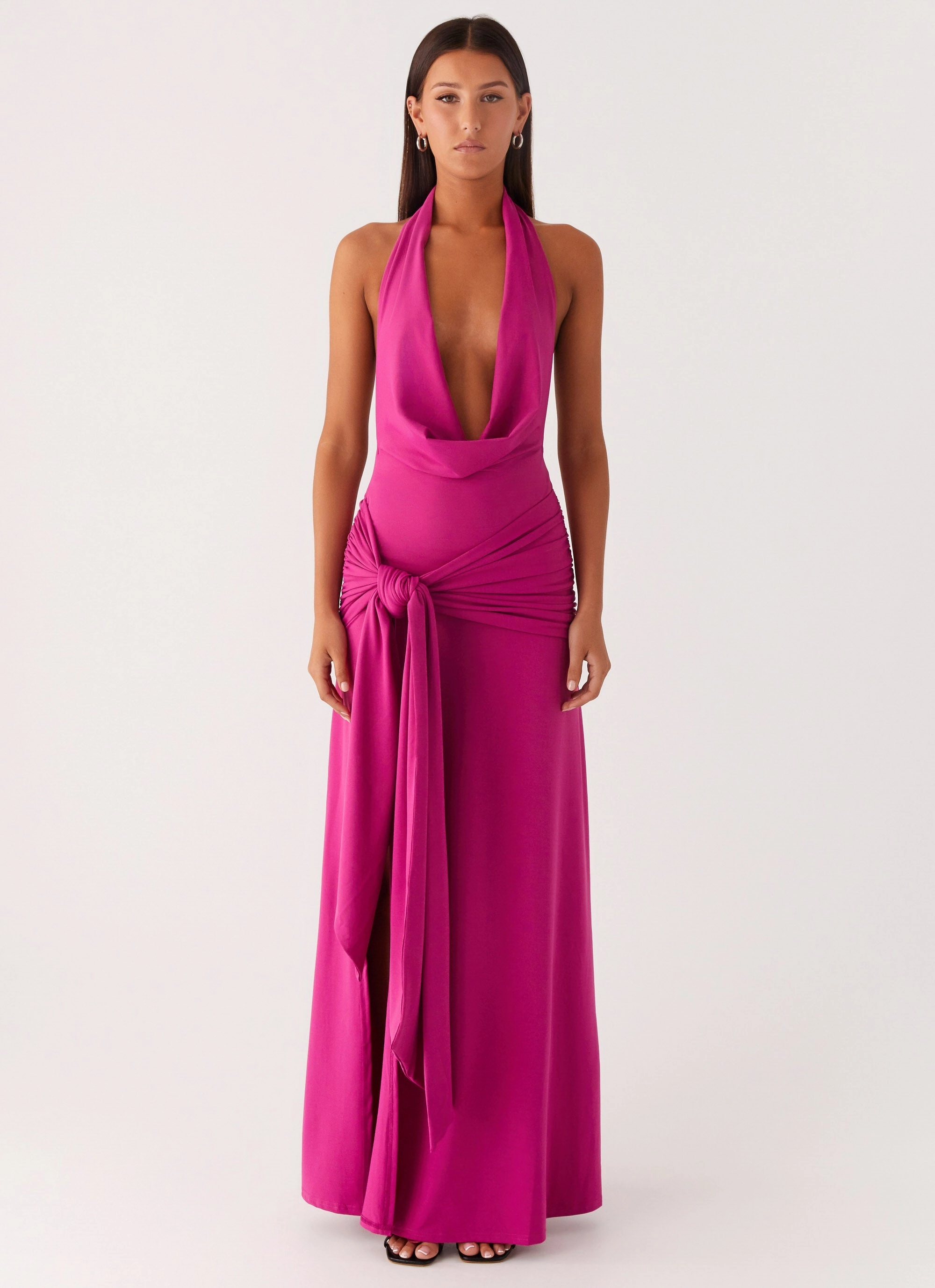 Rowan Ray Cowl Maxi Dress - Fuchsia Relaxed Mood Fall Tone