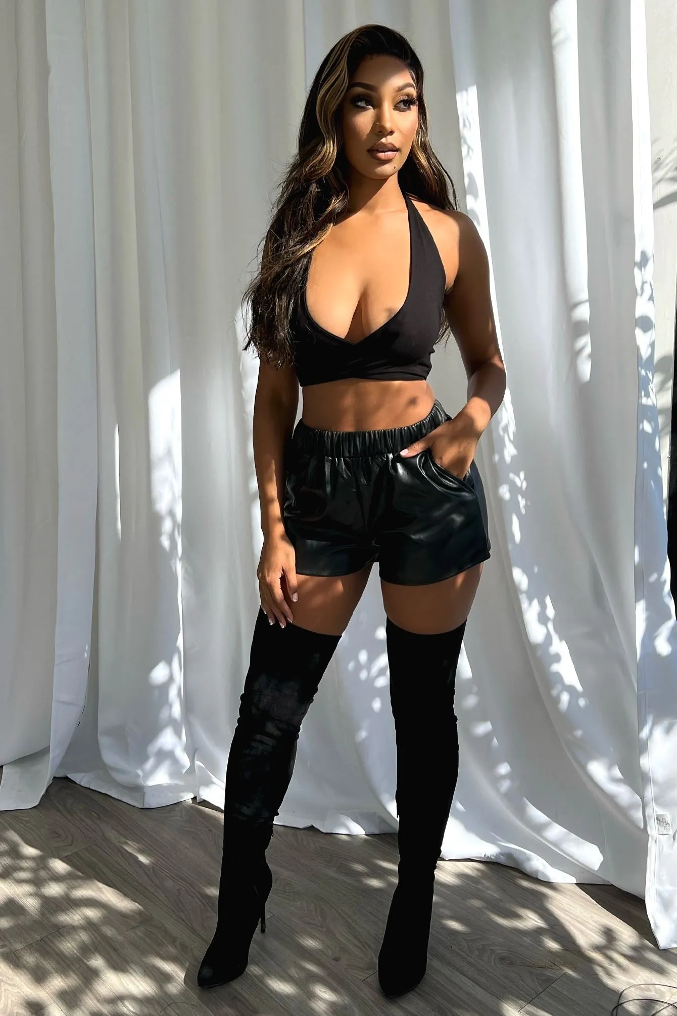 cool tones Rowdy Faux Leather Shorts