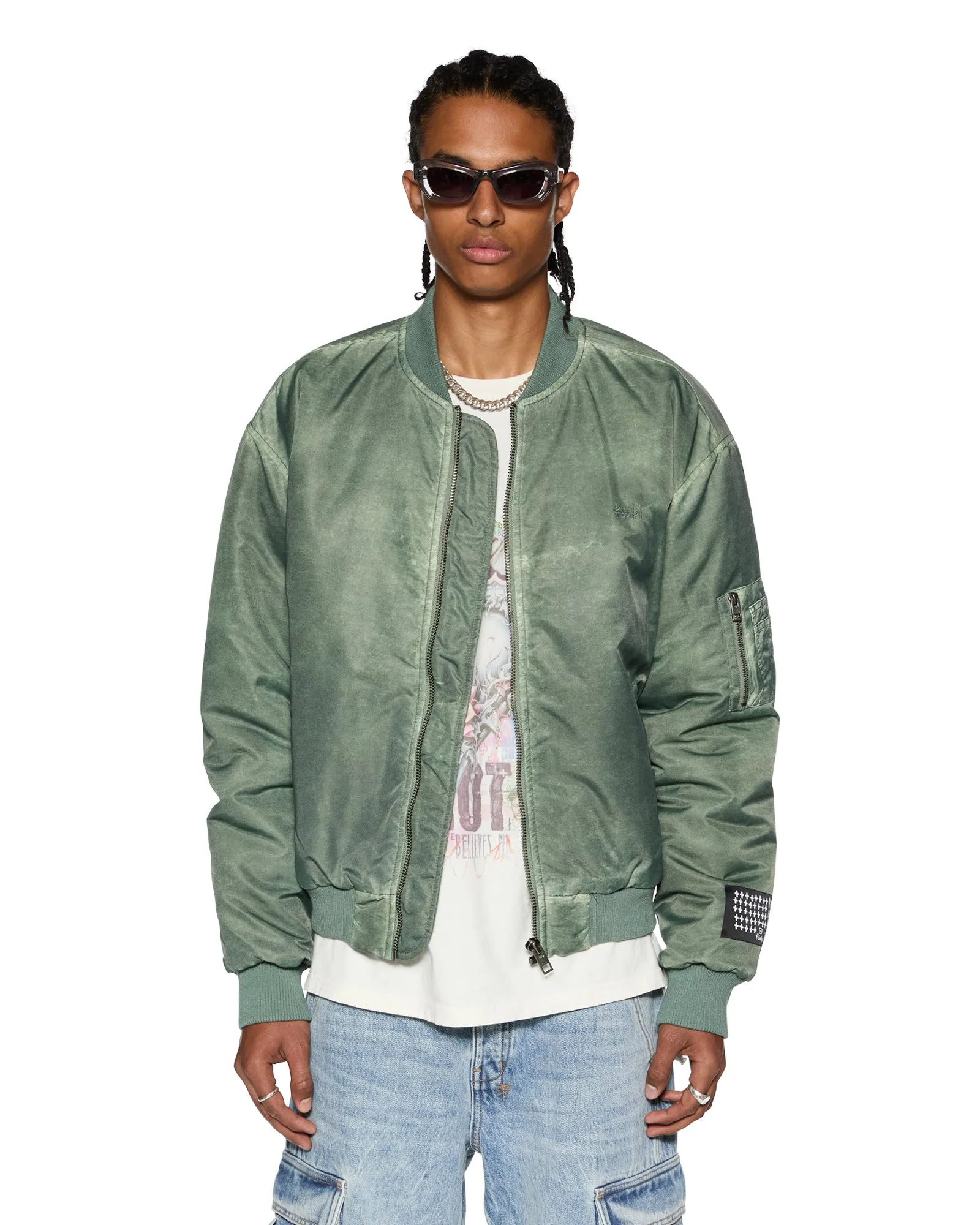 ROYALTY BOMBER KHAKI OVERDYE EcoCertified Curved Hem Design AntiPillingTreatment
