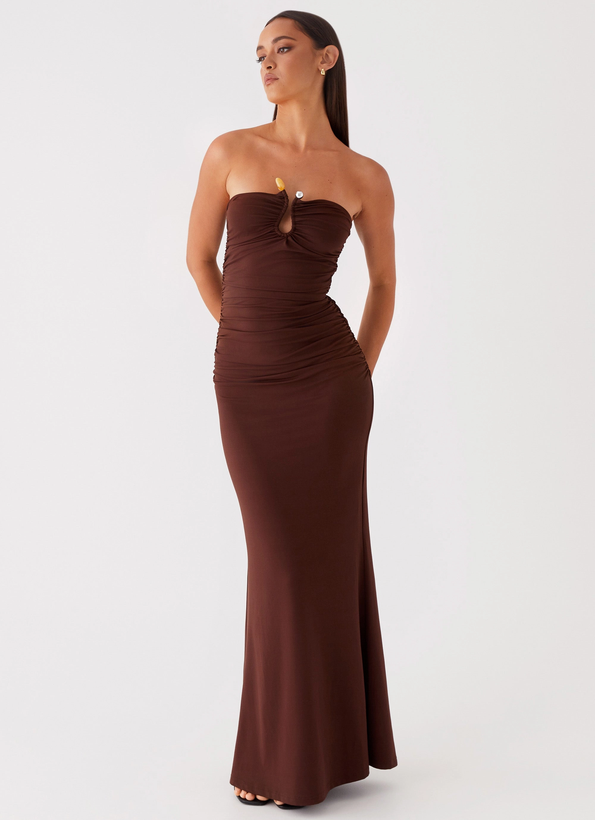 Quilted-Lining Rudy Maxi Dress - Brown