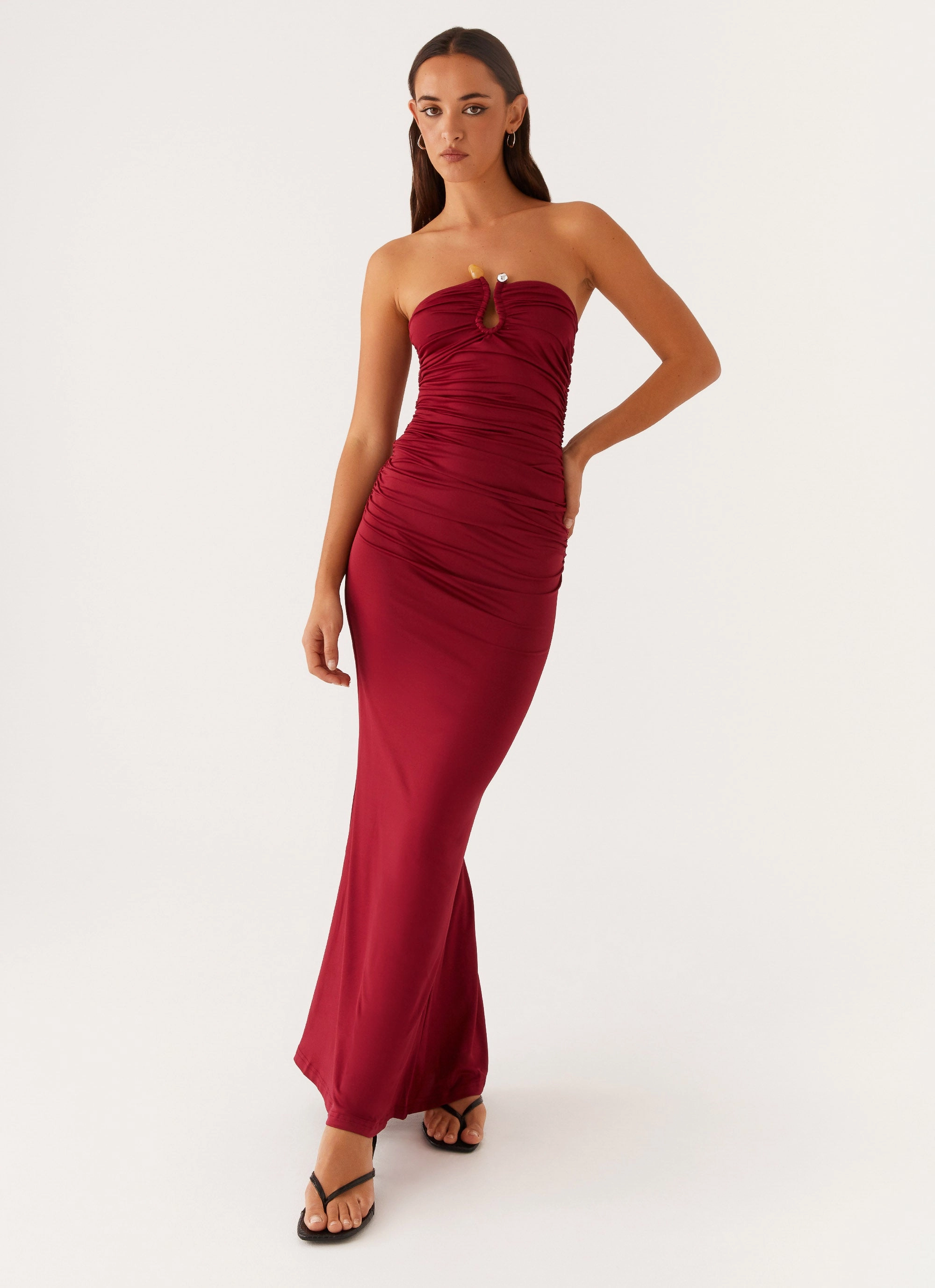 Rudy Maxi Dress - Maroon Fit Base Artistic Flair
