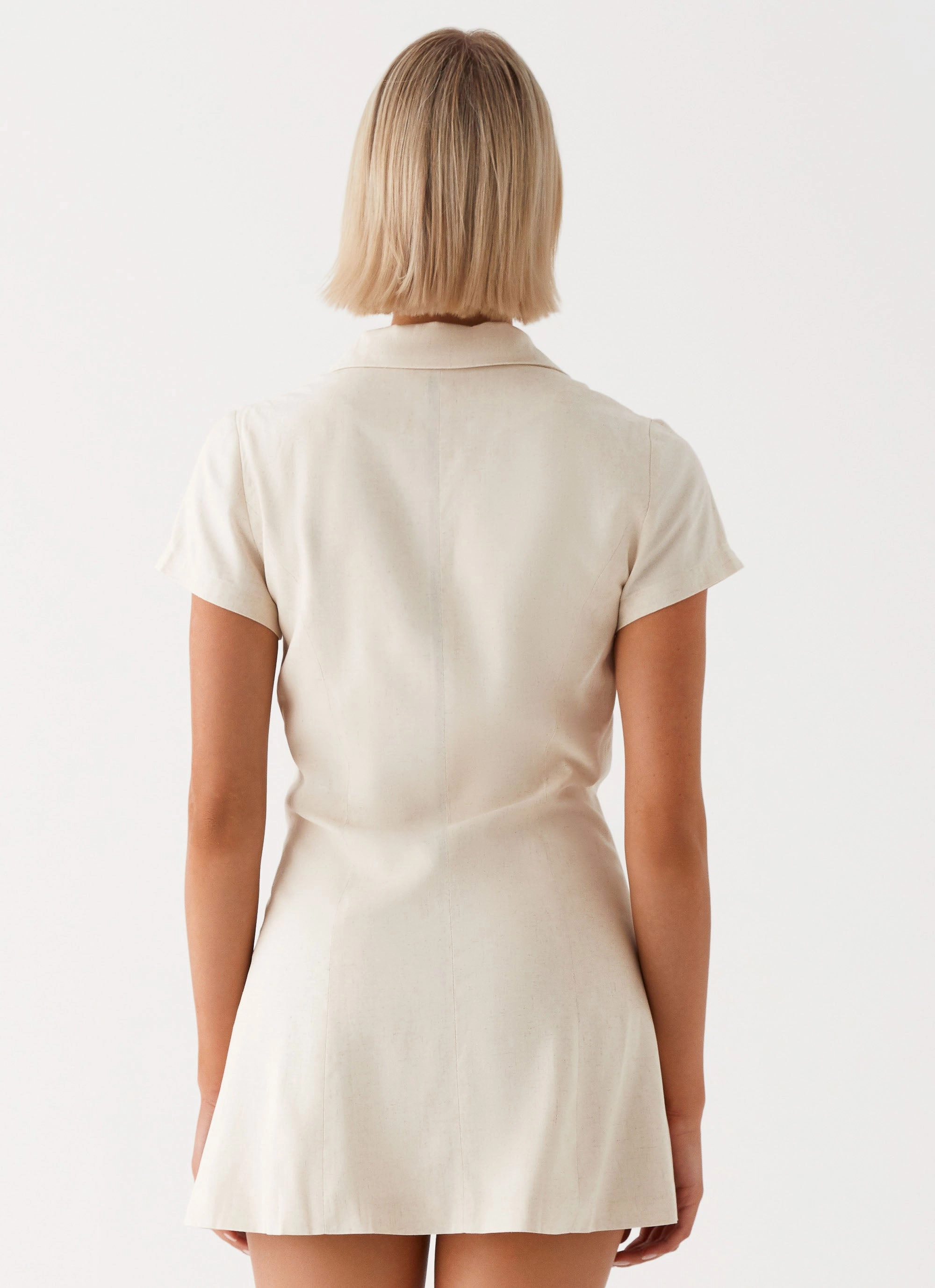 Russo Linen Mini Dress - Oatmeal Non Irritating Seams