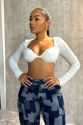 Yarn Dyed Pattern Cloth Ruve Wired Ribbed Crop Top