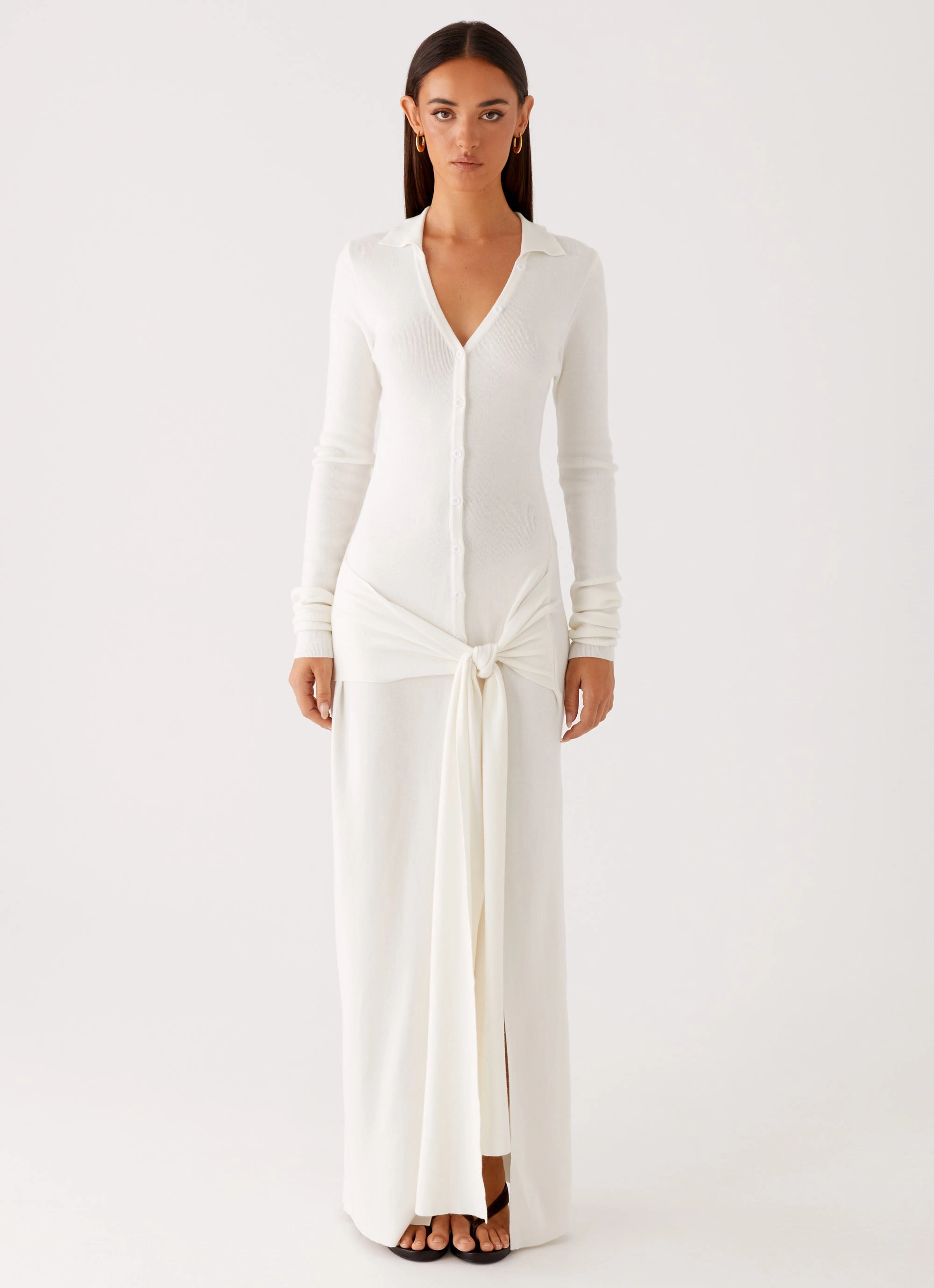 Regular-fit Smart and Stylish Sabetha Knit Maxi Dress - White