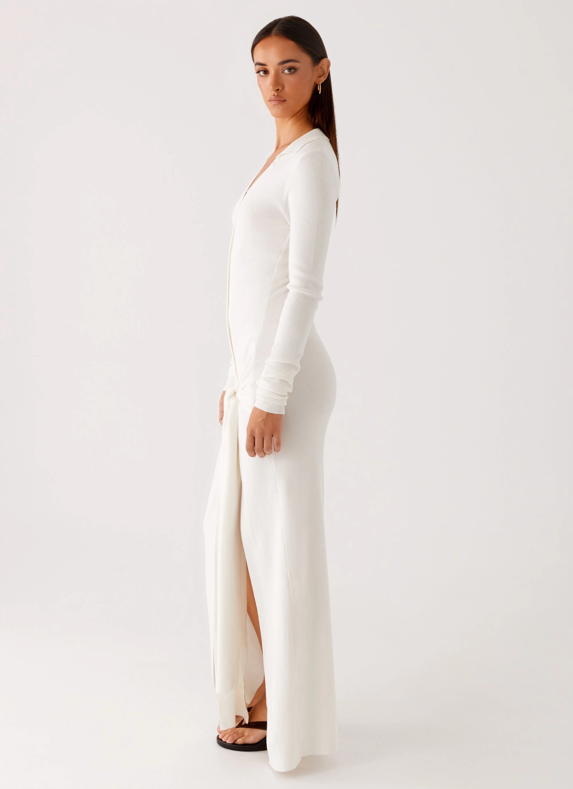 Elegance Glow Sabetha Knit Maxi Dress - White