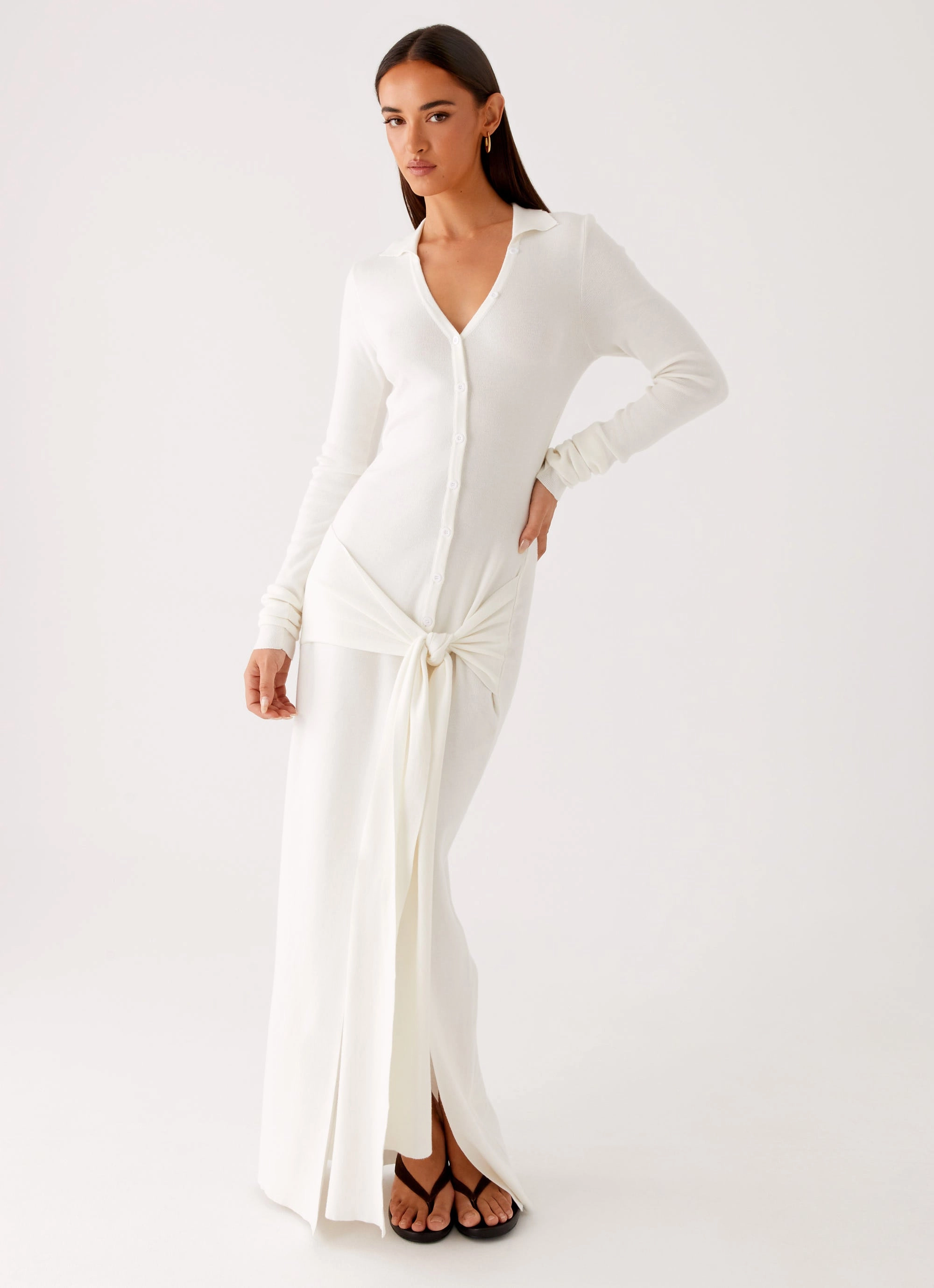 Casual Comfort Sabetha Knit Maxi Dress - White