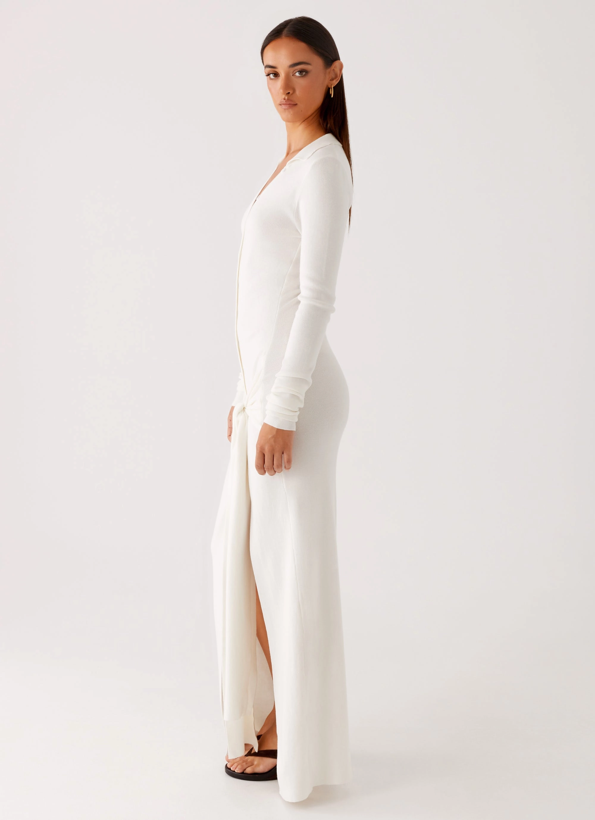 Minimal Design Sabetha Knit Maxi Dress - White