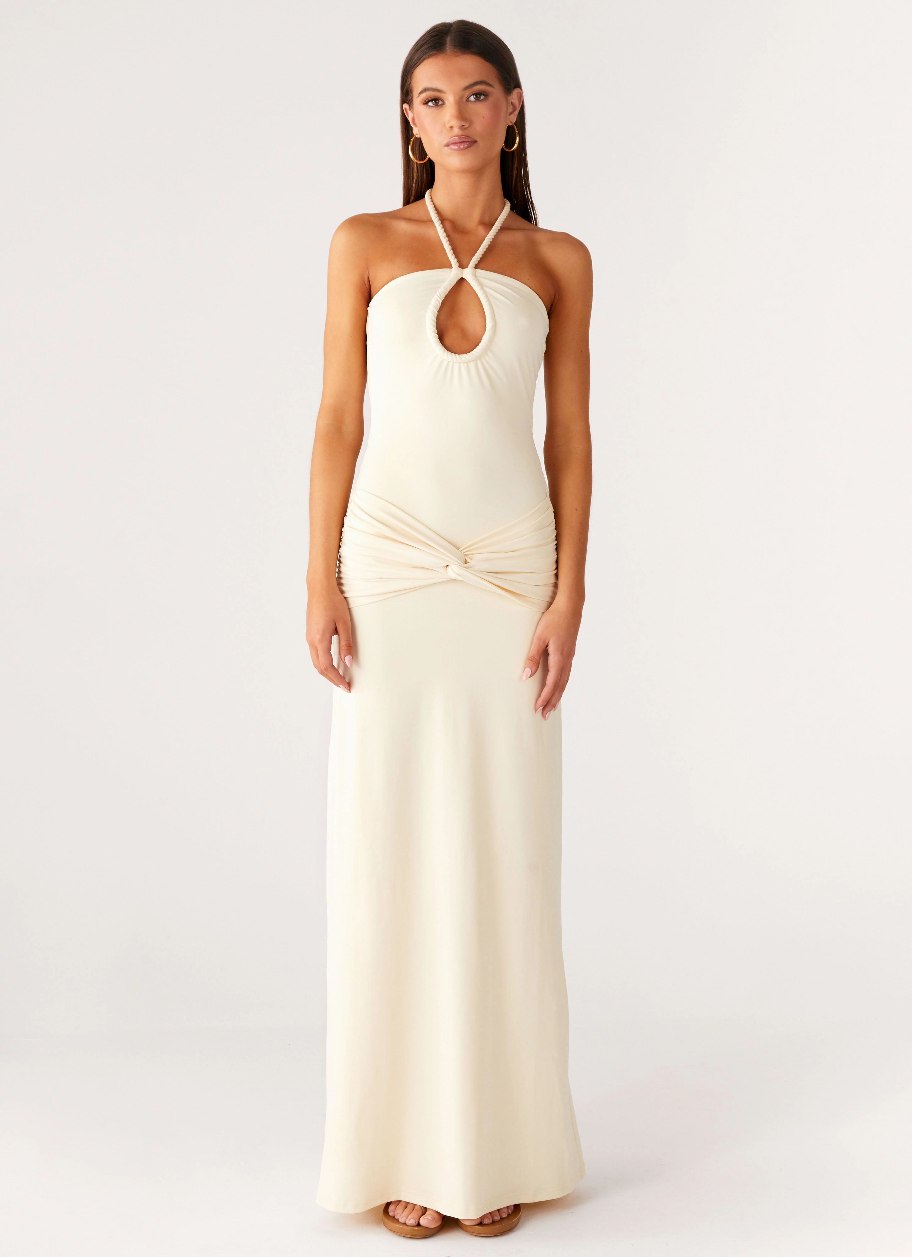 Back-Zip Versatile Cut Sacred Maxi Dress - Yellow