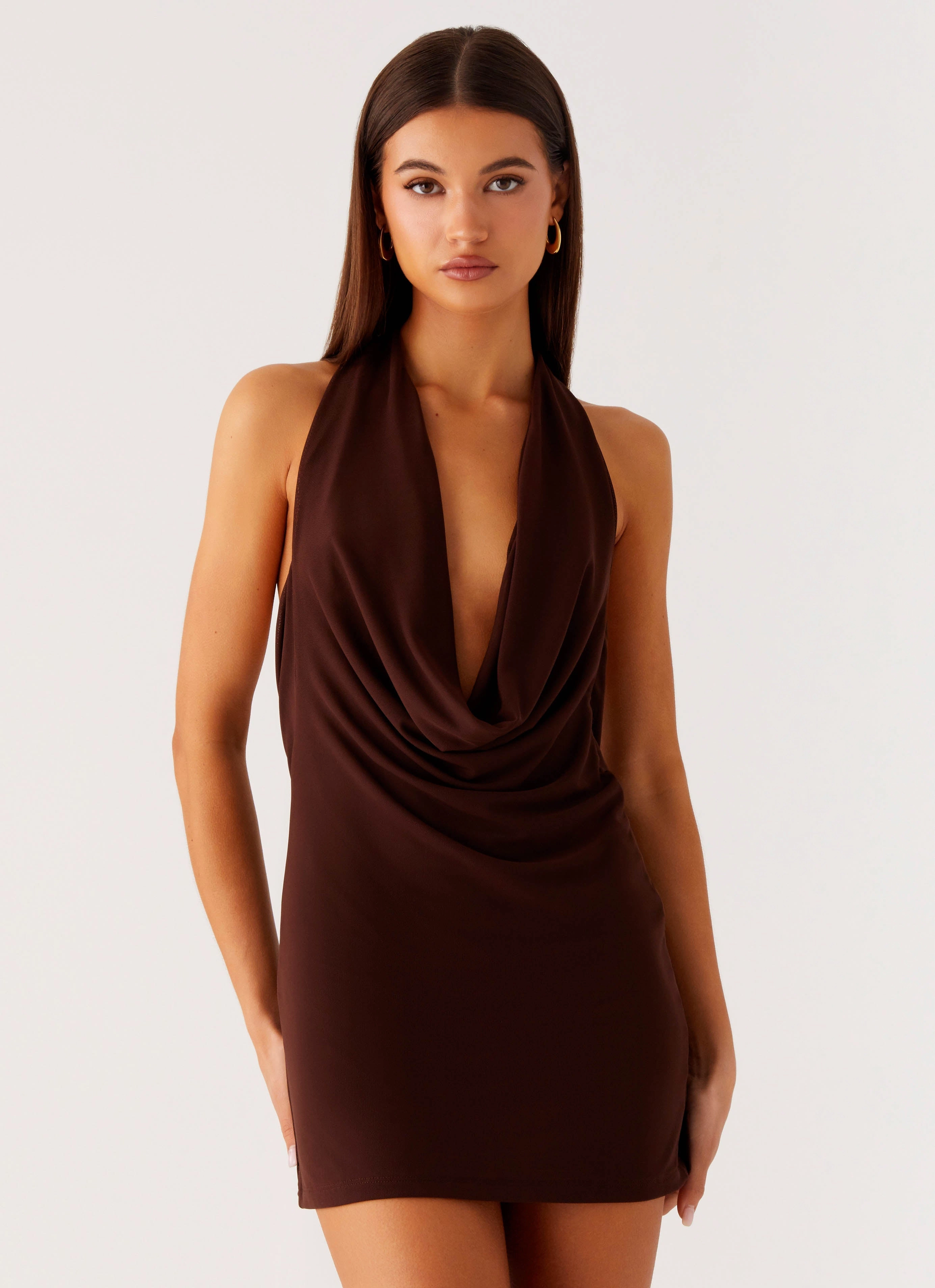 Modern Finish Fast Chic Saffron Skies Mini Dress - Chocolate