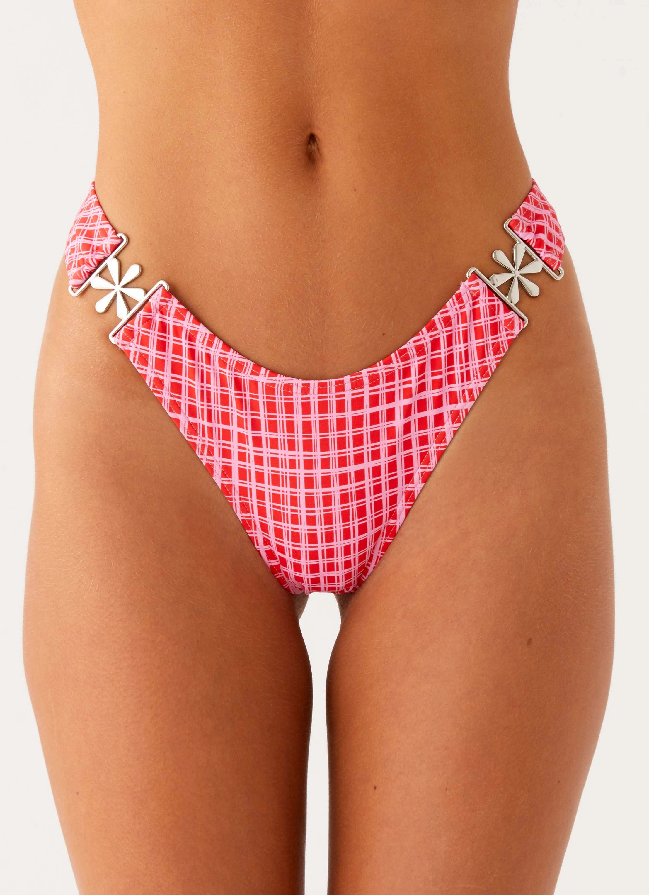 Saint Lucia Bikini Bottoms - Pink Check Soft Touch High End