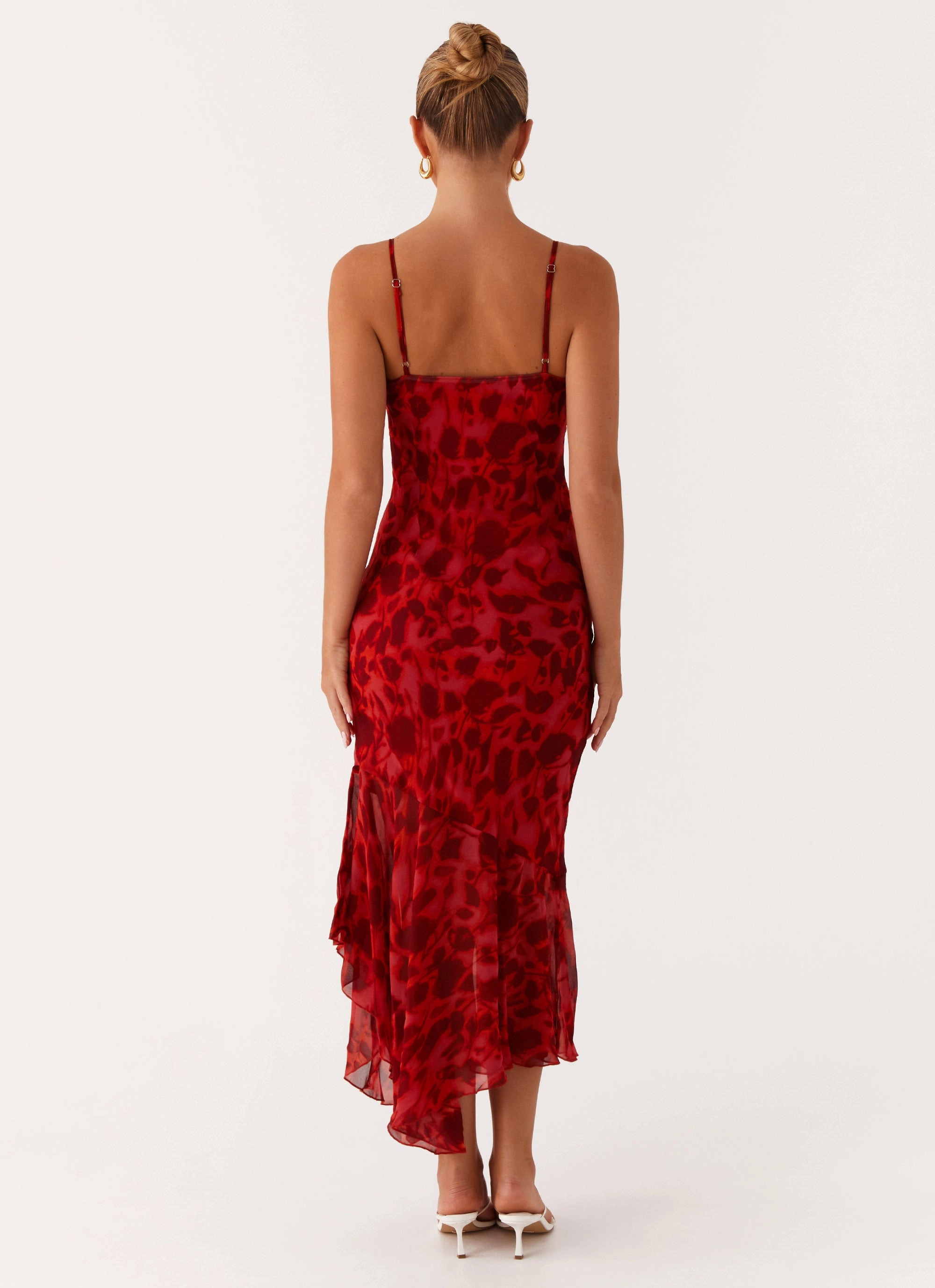 Sally Midi Dress - Deep Red Floral Bold Movement
