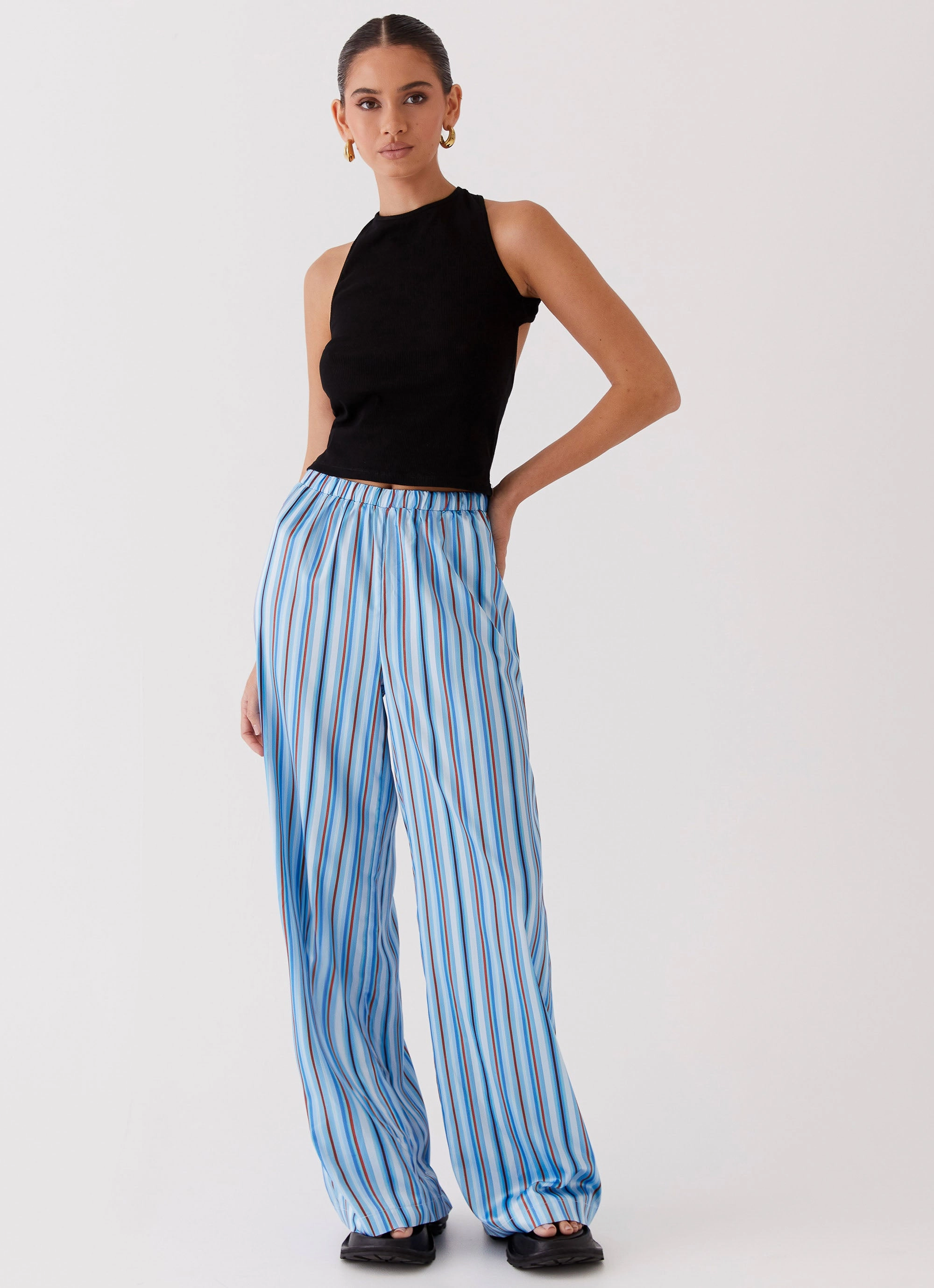 Salta Satin Pants - Blue Stripe Urban appeal