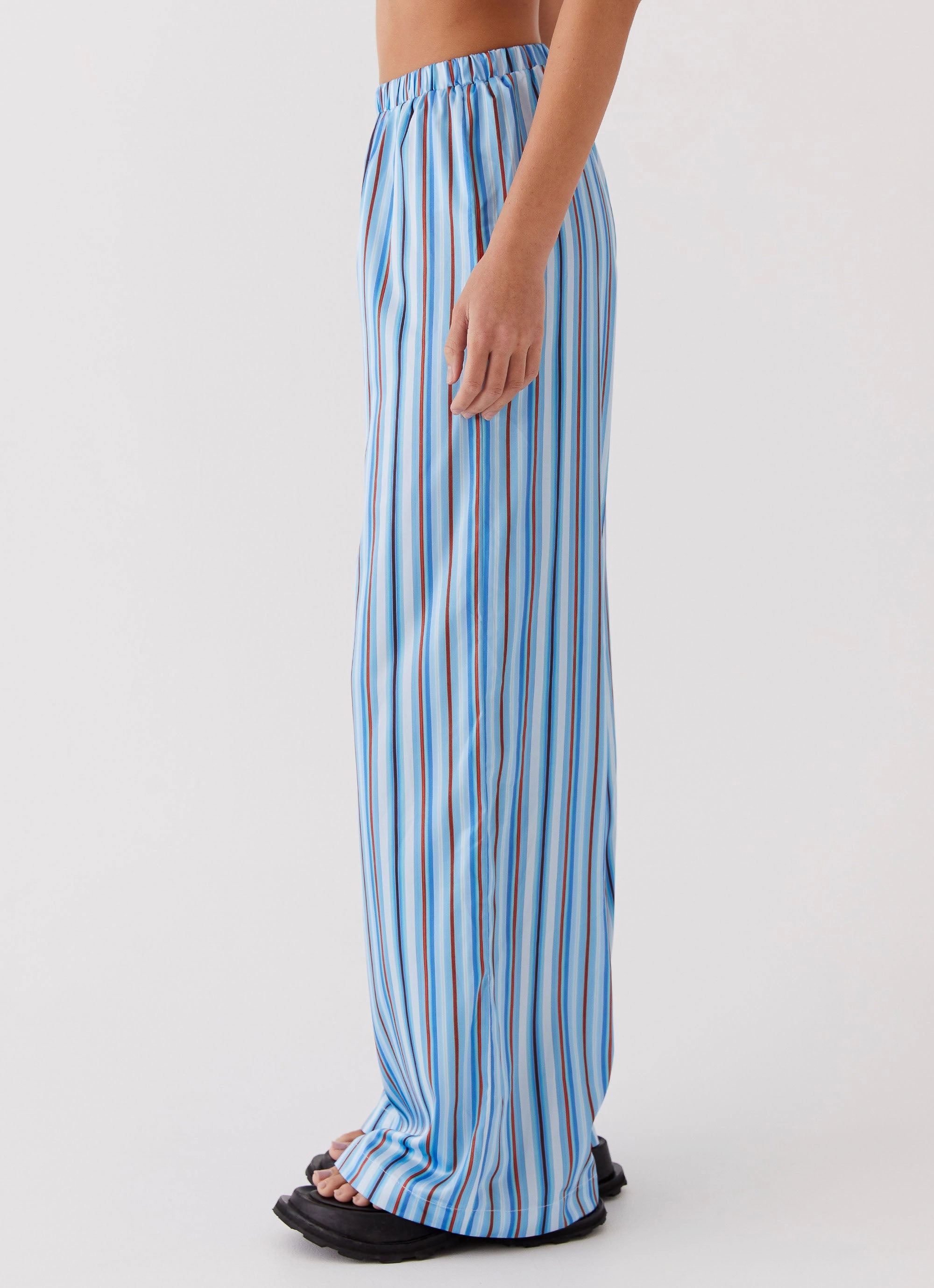 Salta Satin Pants - Blue Stripe AntiSnagZippers Everyday Style