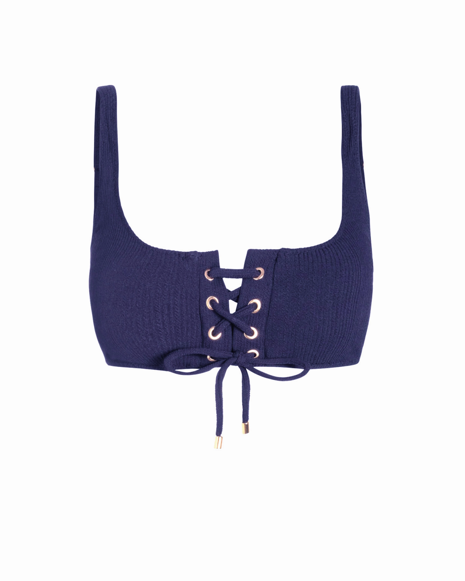 Samara Top In Navy Texture Comfort Waistband Swim