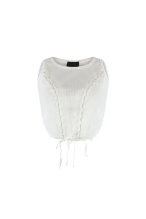 Flatlock Seam Design Wrinkle Resistant Weave Samira Criss Cross Ribbed Top