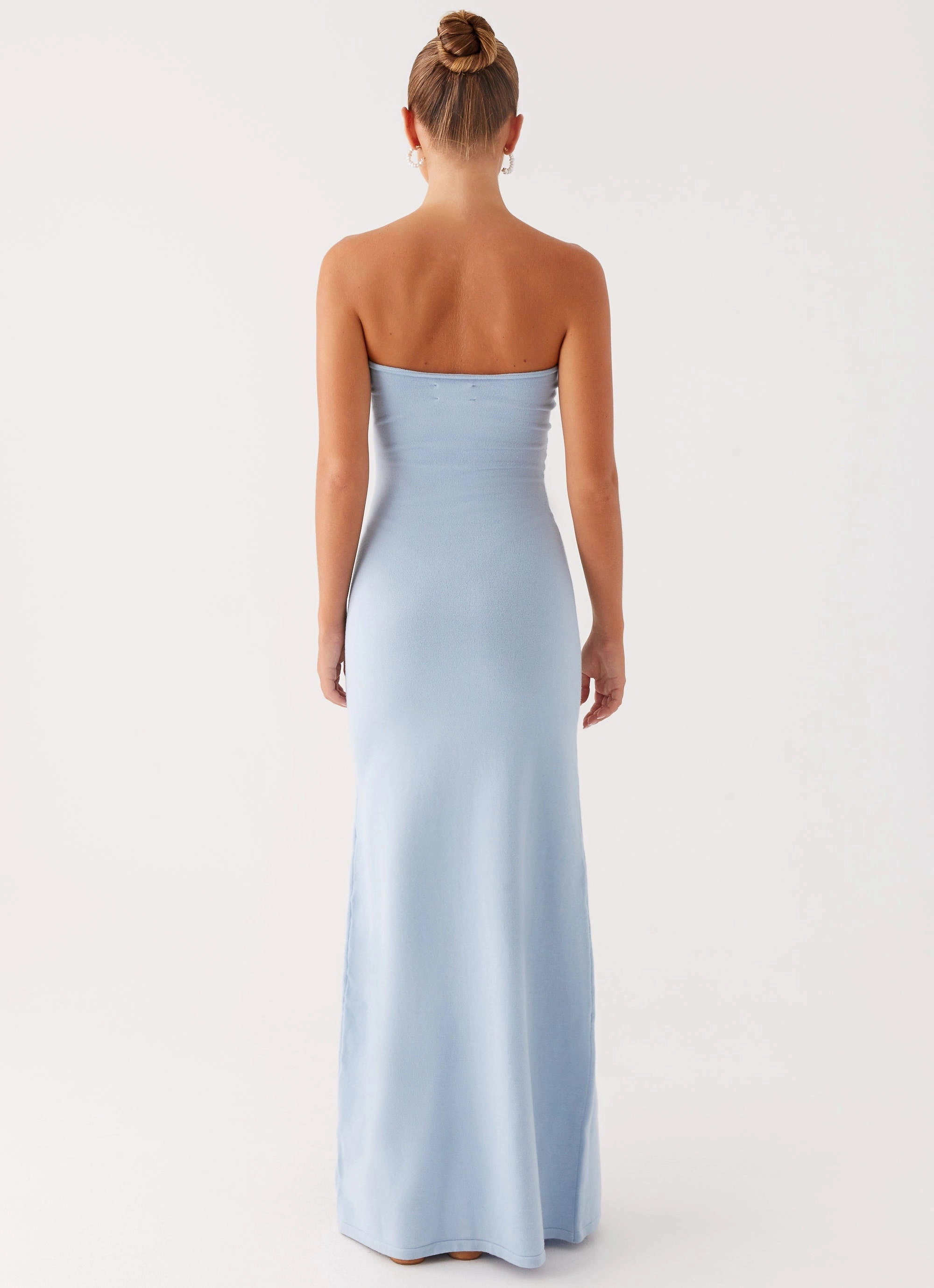 Calm Tone Light Cloud Samson Knit Maxi Dress - Blue