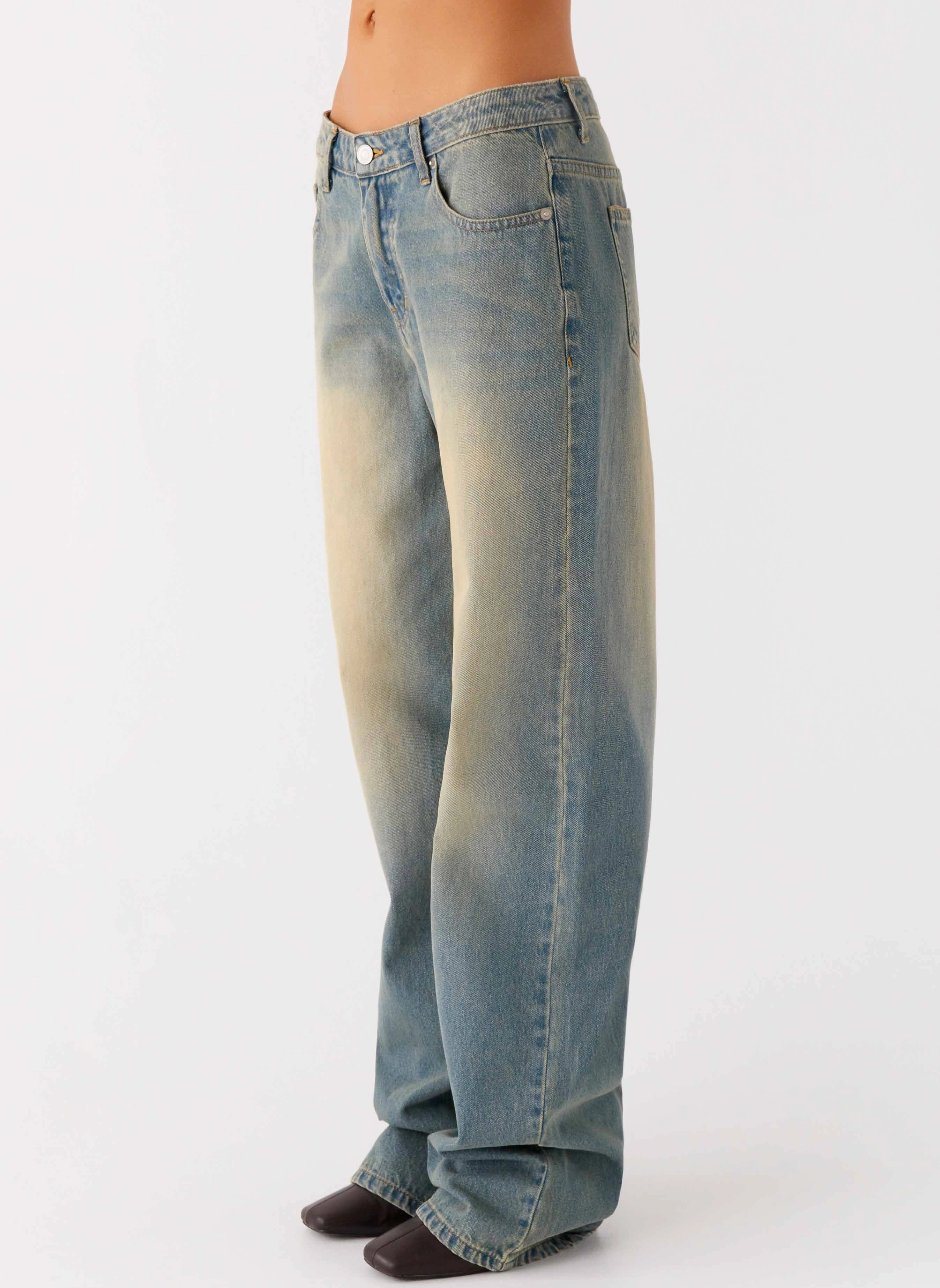 San Diego Straight Leg Jeans - Blue Wash Casual Comfort Distressed Details