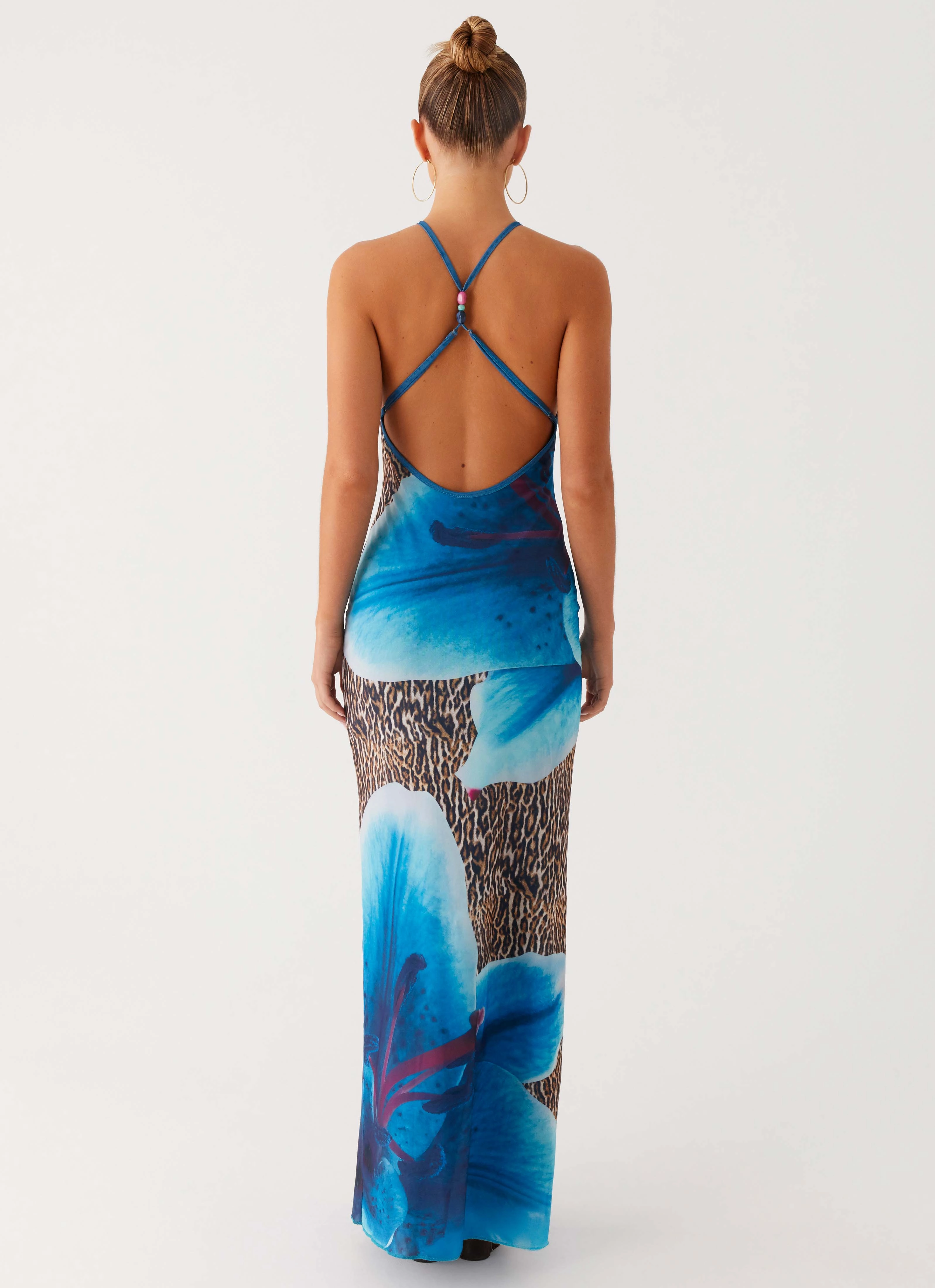 Sandy Siren Maxi Dress - Cheetah Floral Slim Form Zip Ease