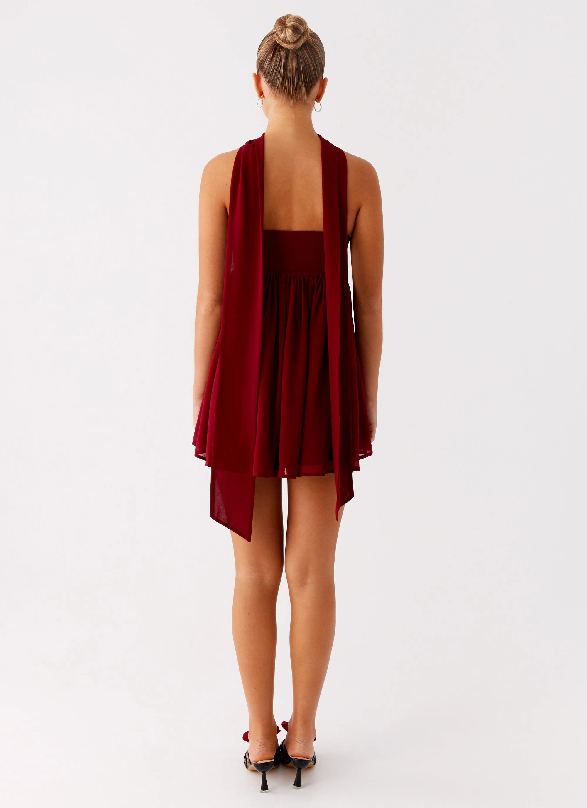 Knitted Fabric Saturn Mini Dress - Maroon