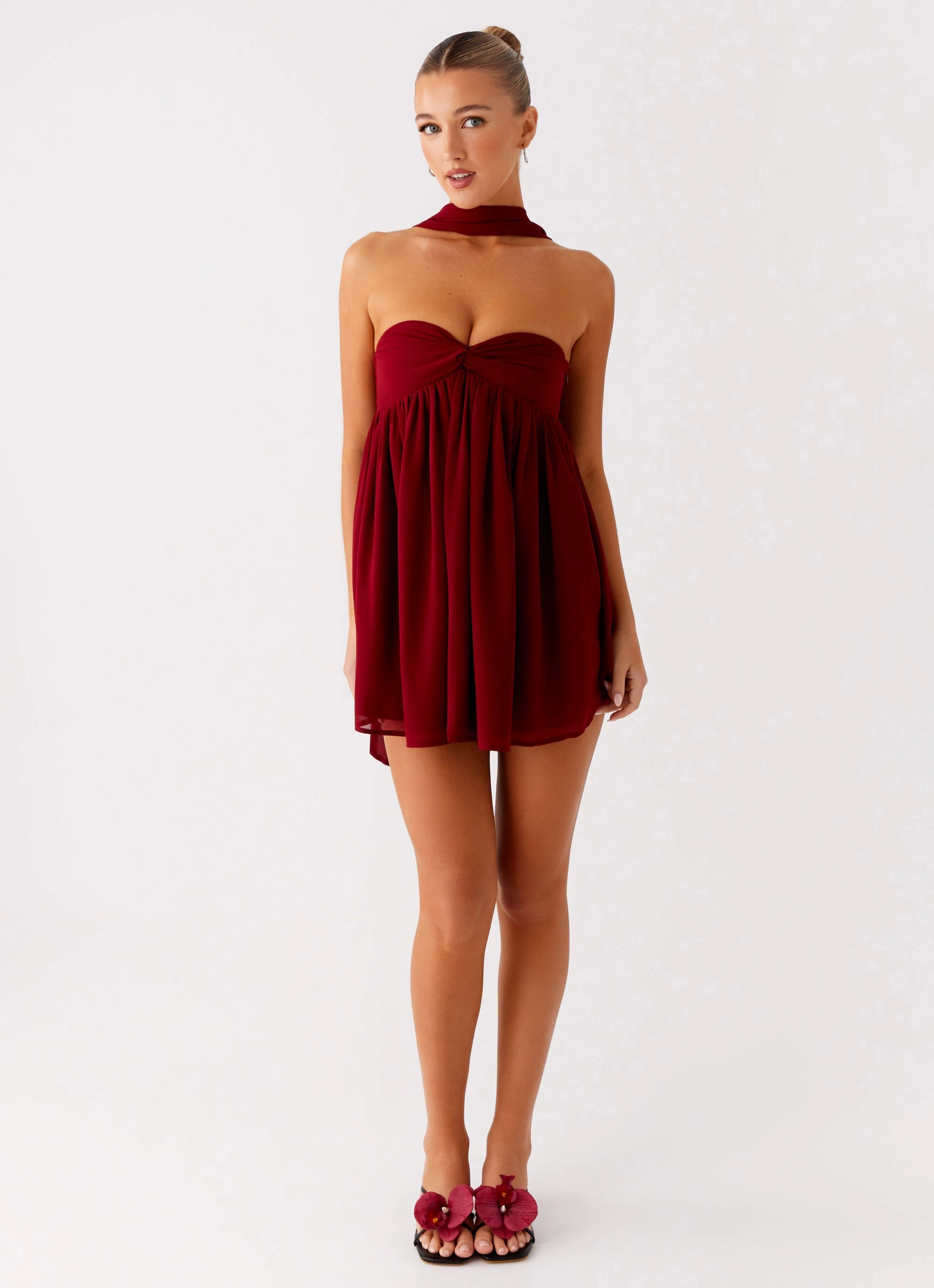 Saturn Mini Dress - Maroon Resort Vacation quick dry