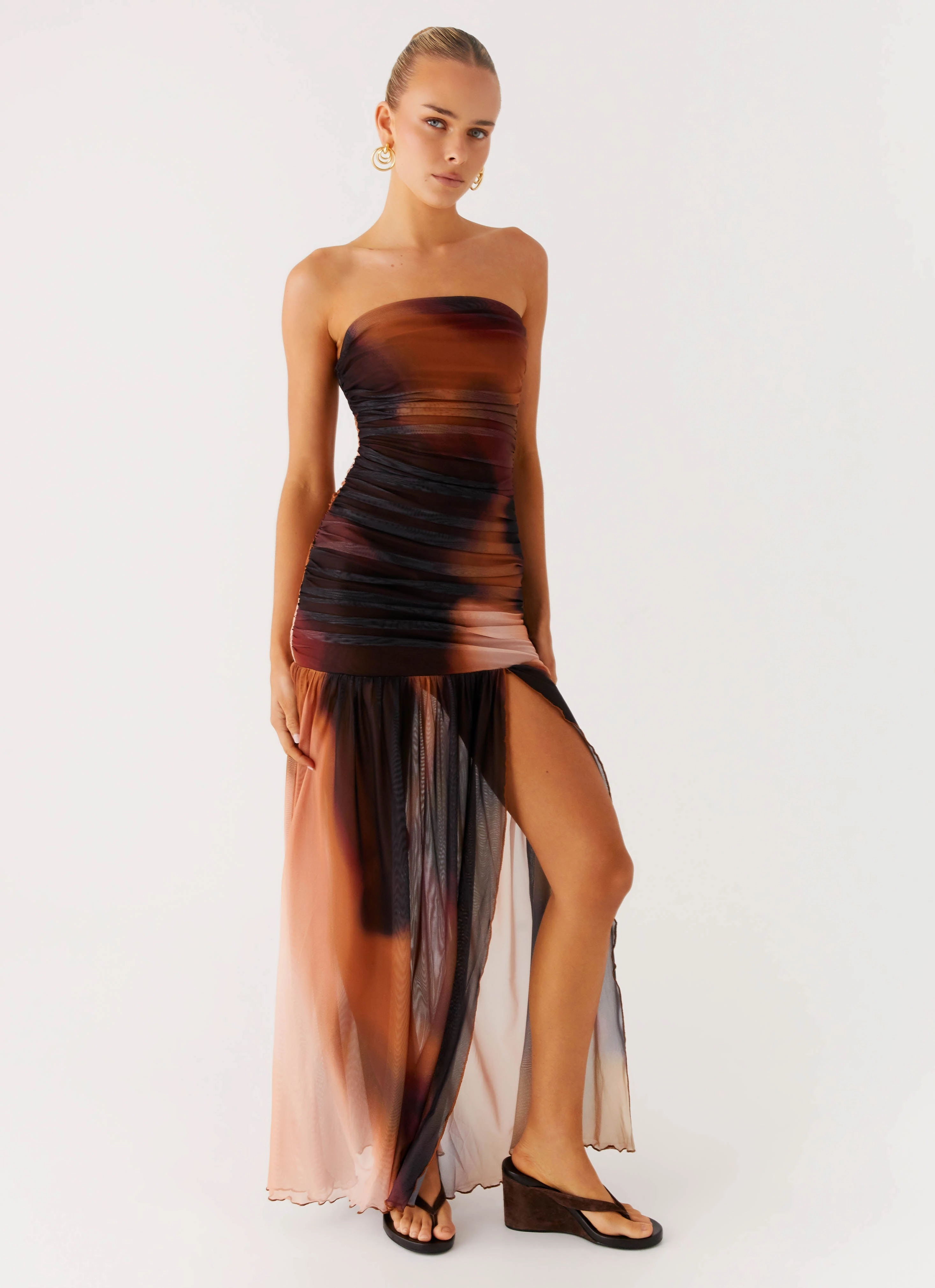 Emerging-Brand Easy Draping Savaya Maxi Dress - Black Gradient