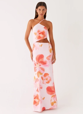 Soft Detail Comfortable Fashion Riano Cut Out Maxi Dress - Blushing Blossom