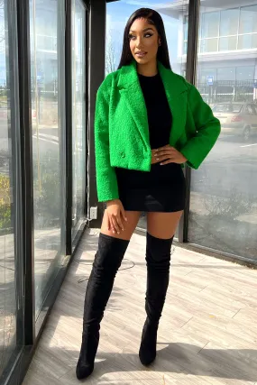 Charlee Sherpa Cropped Jacket Wrinkle Resistant Material