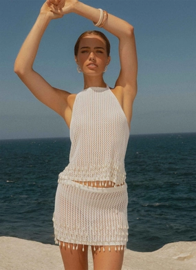 Scorpio Crochet Halter Top - Ivory Bonded Seam Durability Bonded Seam Technology