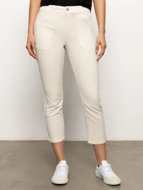 Bi Stretch Fabric Sculpted Hayden Standard Rise Straight Crop Pants Light Oat