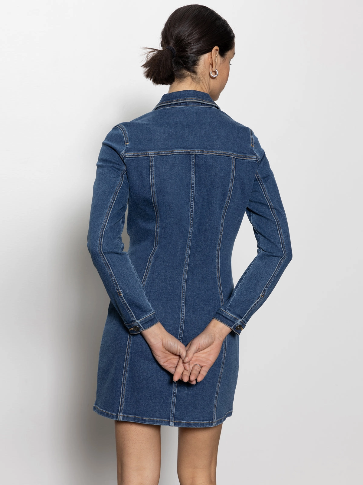 Sculpted Denim Mini Dress Royalty Minimalist Cuff