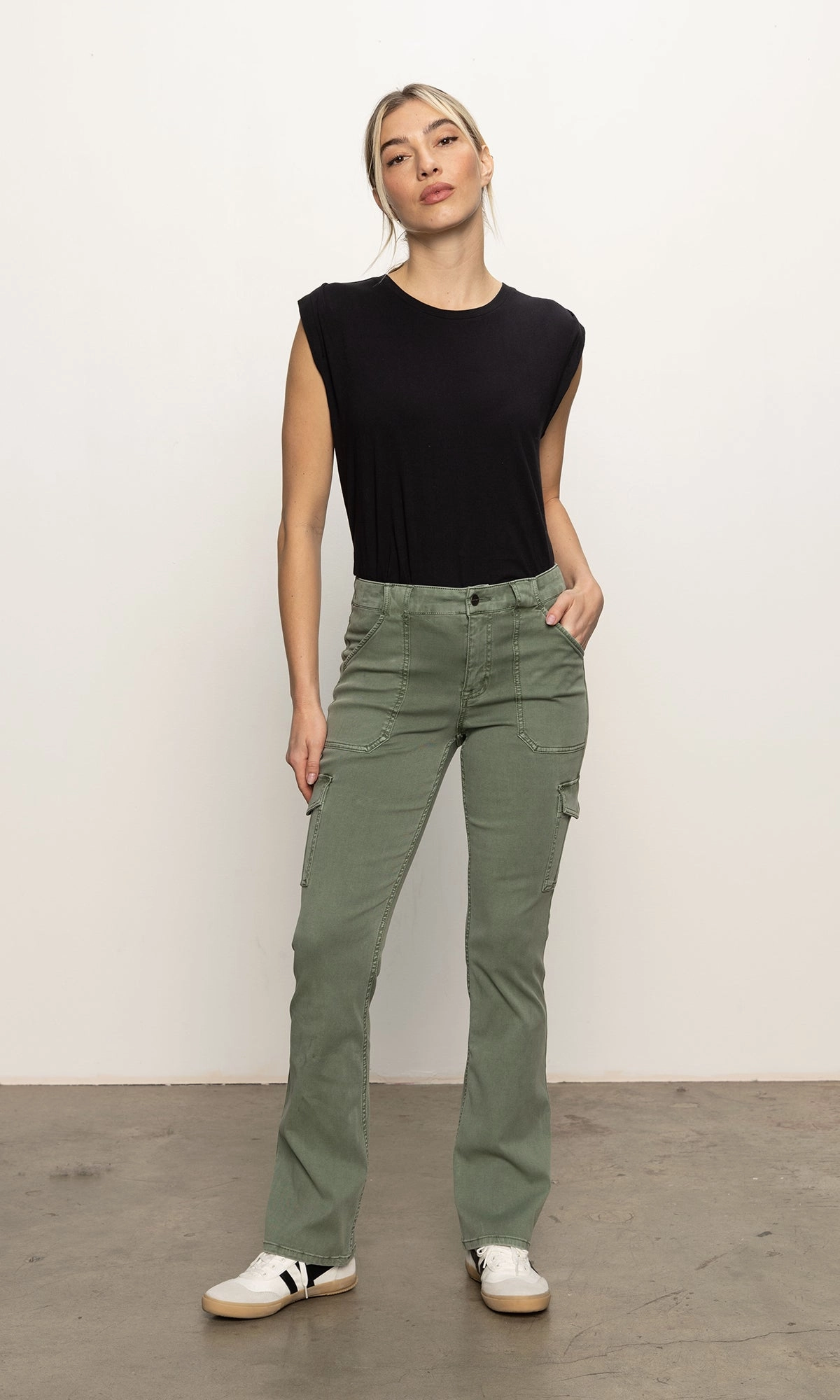 Sculpted Hayden Bootcut Pant Dark Spruce Layered Neckline