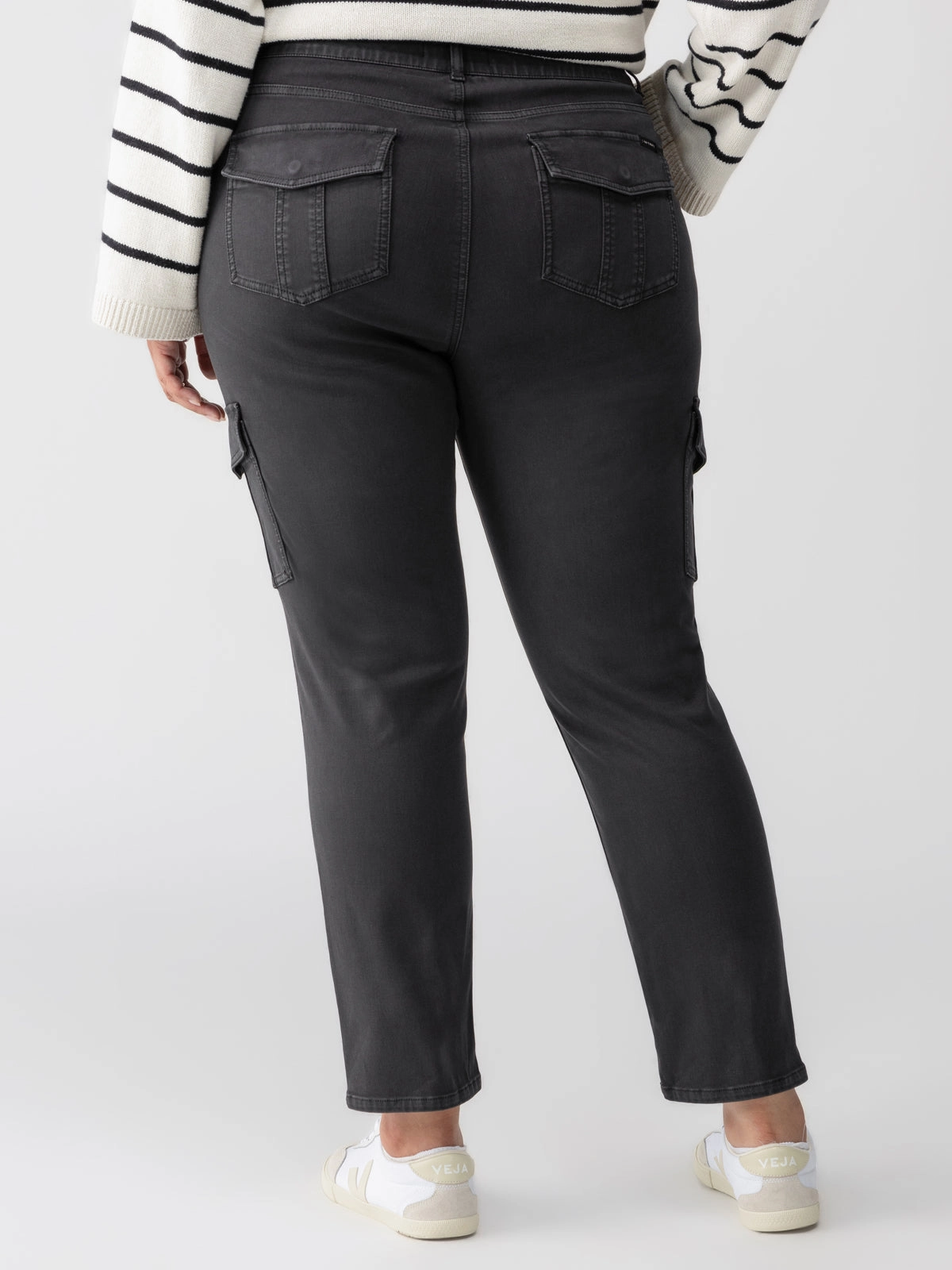 Sculpted Hayden Cargo Standard Rise Pant Black Extended Sizing Midweight Texture Hybrid Fabric Blend