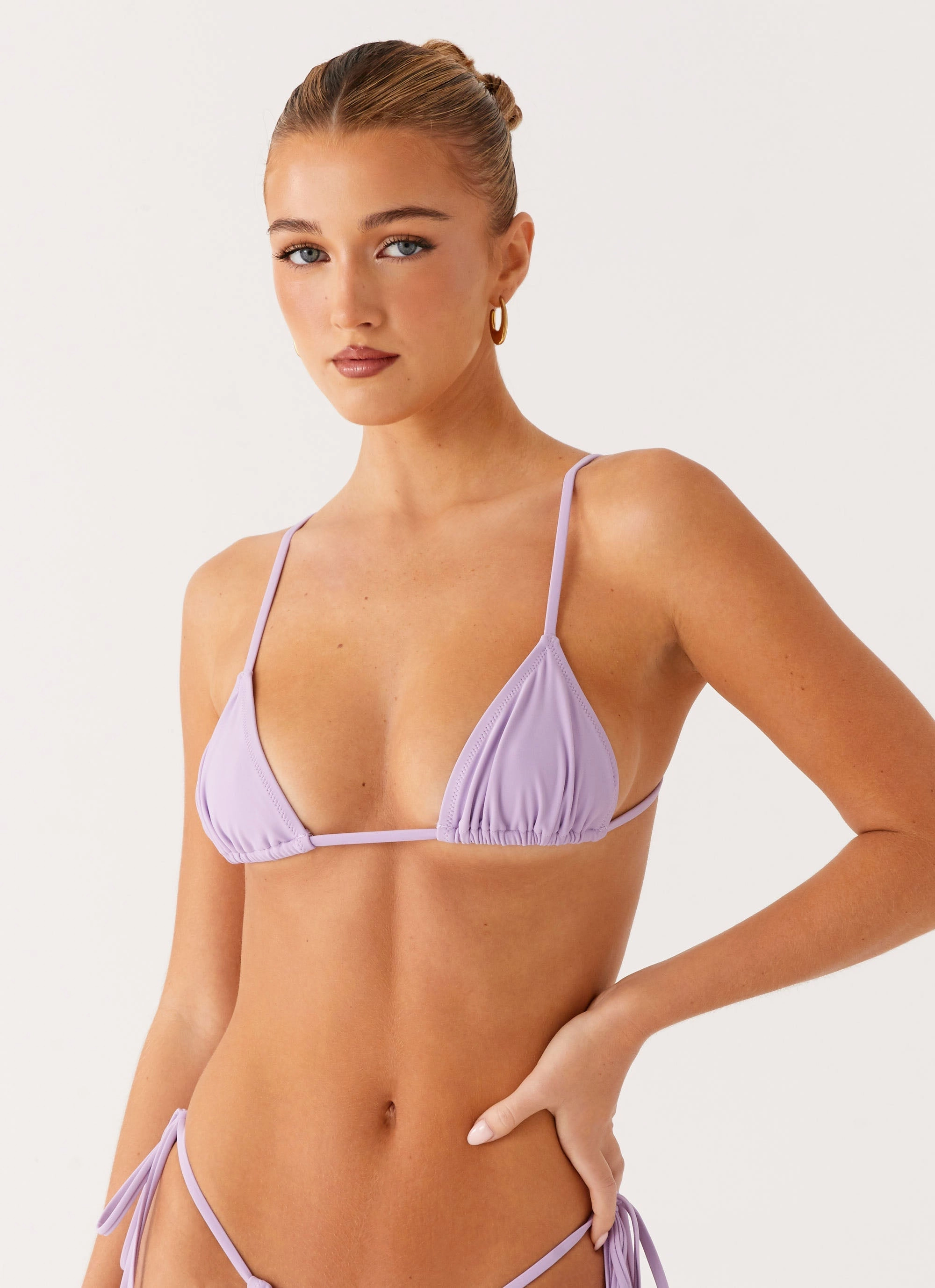 Calista Bikini Top - Lavender Plunge Neck Floral Print