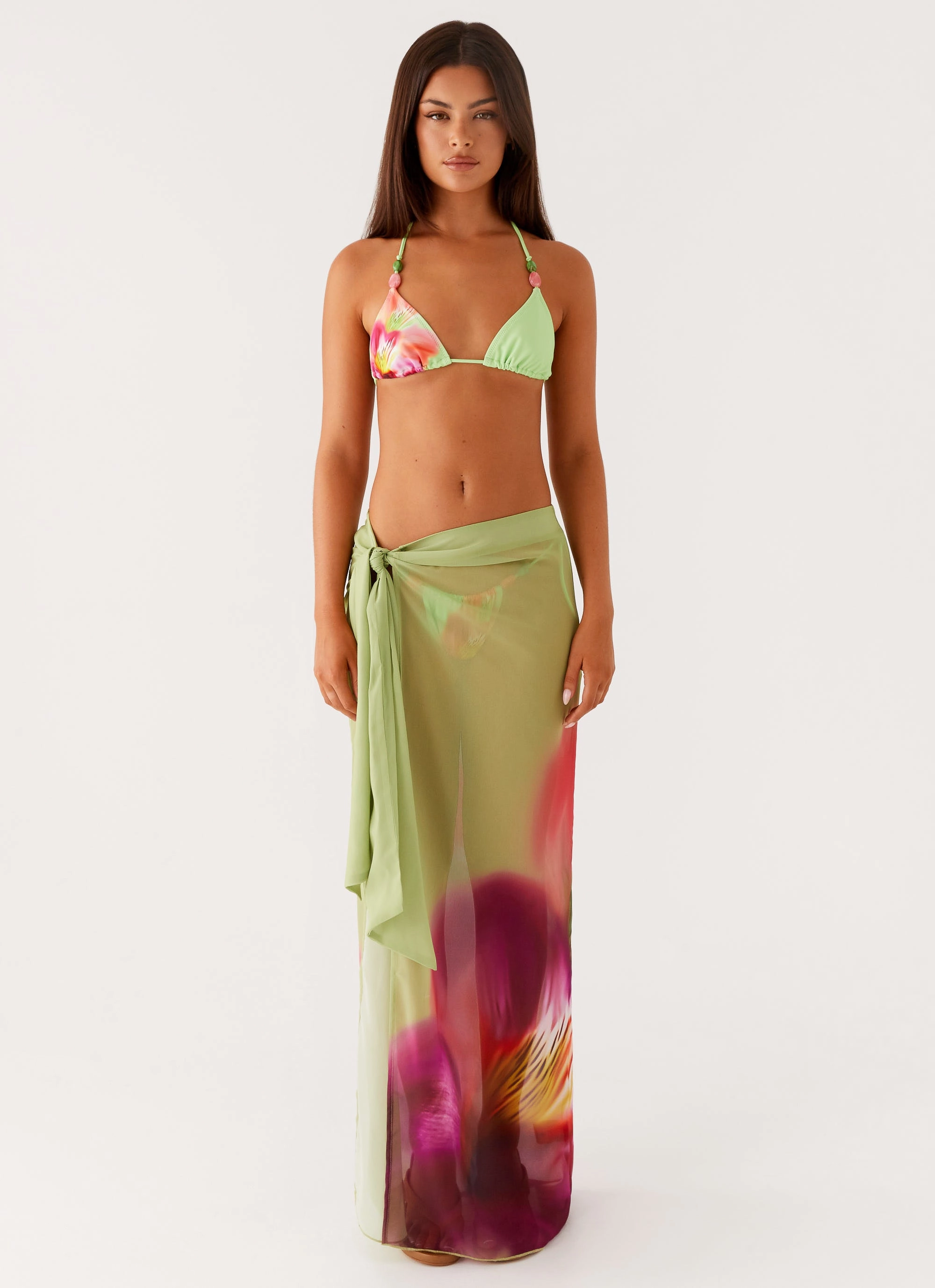 Low Tide Sarong Maxi Skirt - Green Tropical Odor Control Fabric