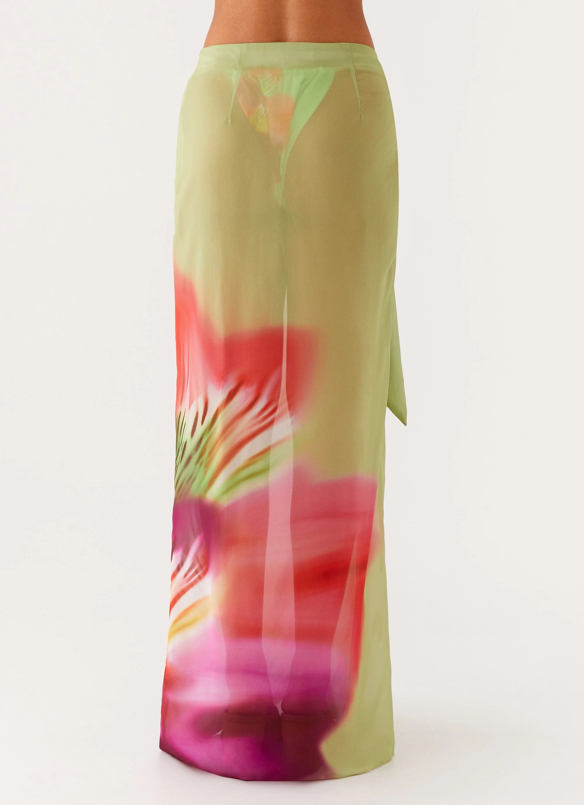 Low Tide Sarong Maxi Skirt - Green Tropical Fast Absorb Microfiber Textile
