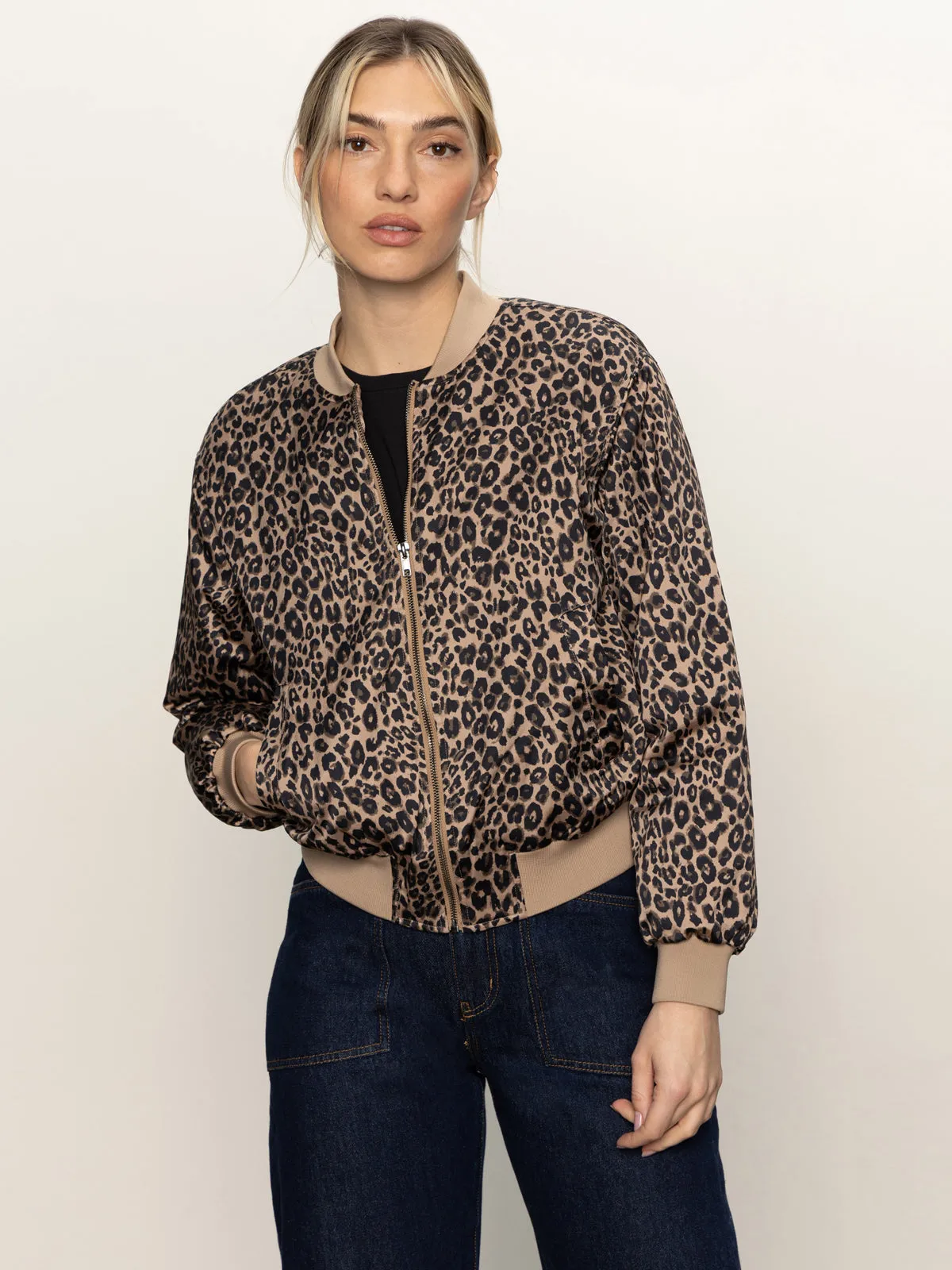 Monroe Sateen Bomber Jacket French Kitty Antimicrobial Treatment