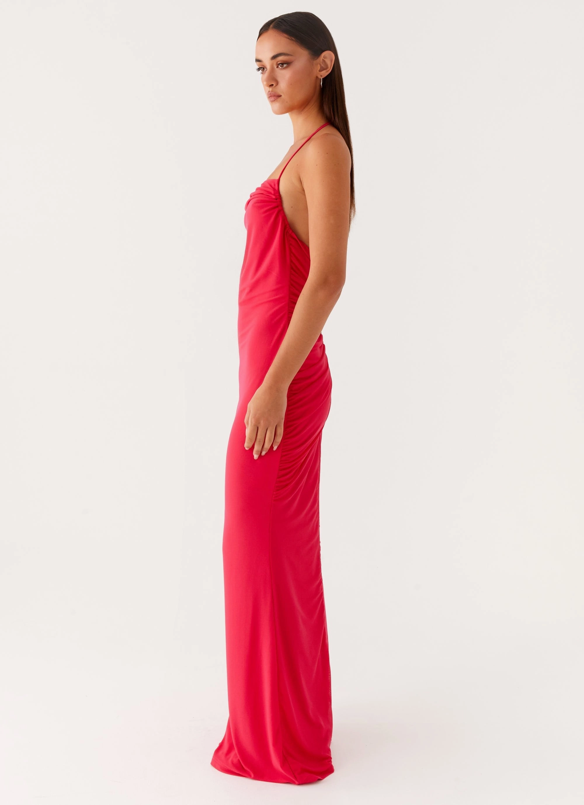 Amari Maxi Dress - Raspberry Breathable-Lining Chain-Detail