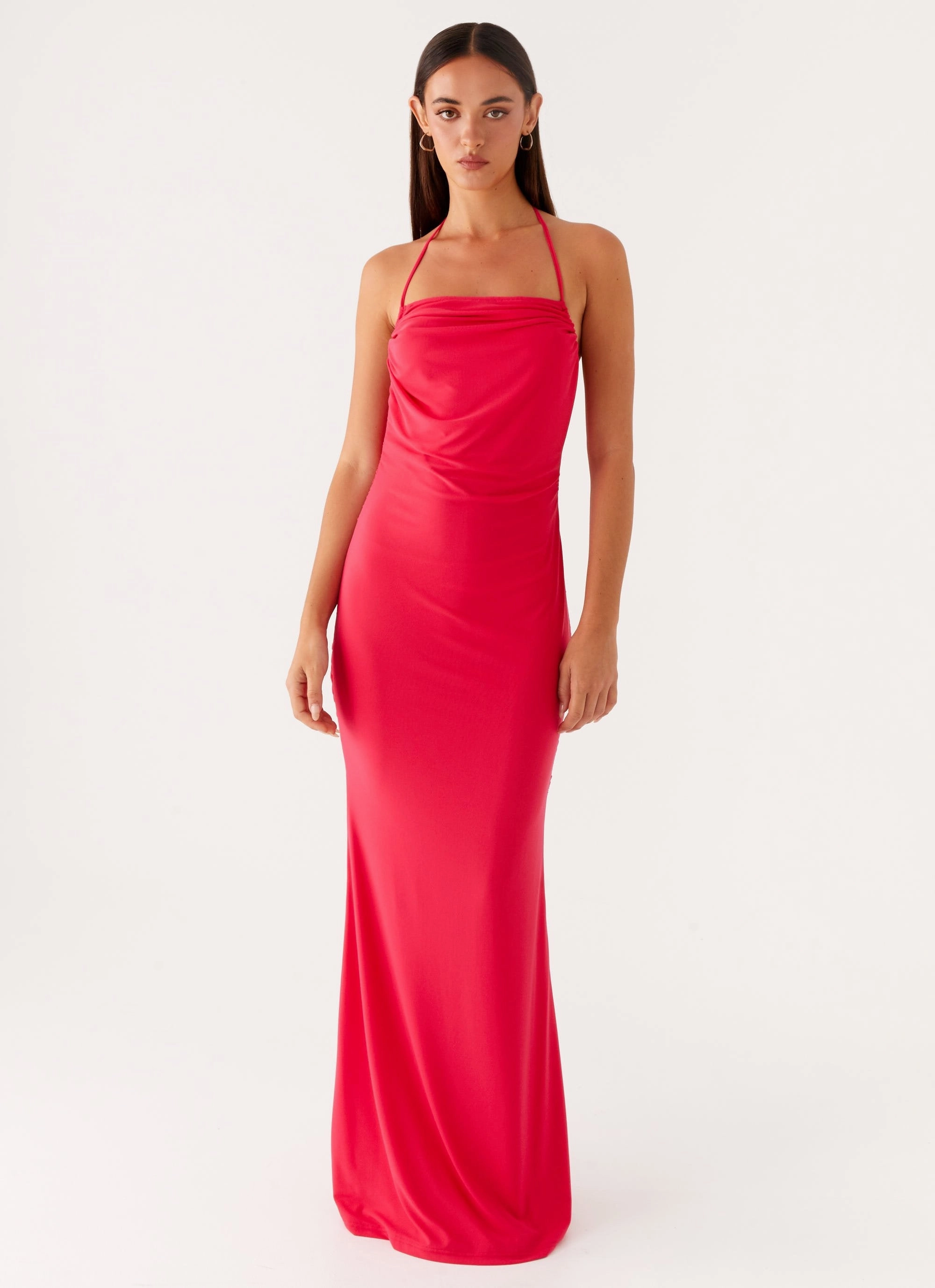 Comfy Texture Open-back Amari Maxi Dress - Raspberry
