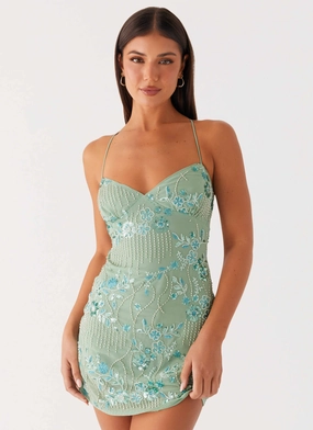 Chic Layering Vietta Sequin Cami Mini Dress - Mint