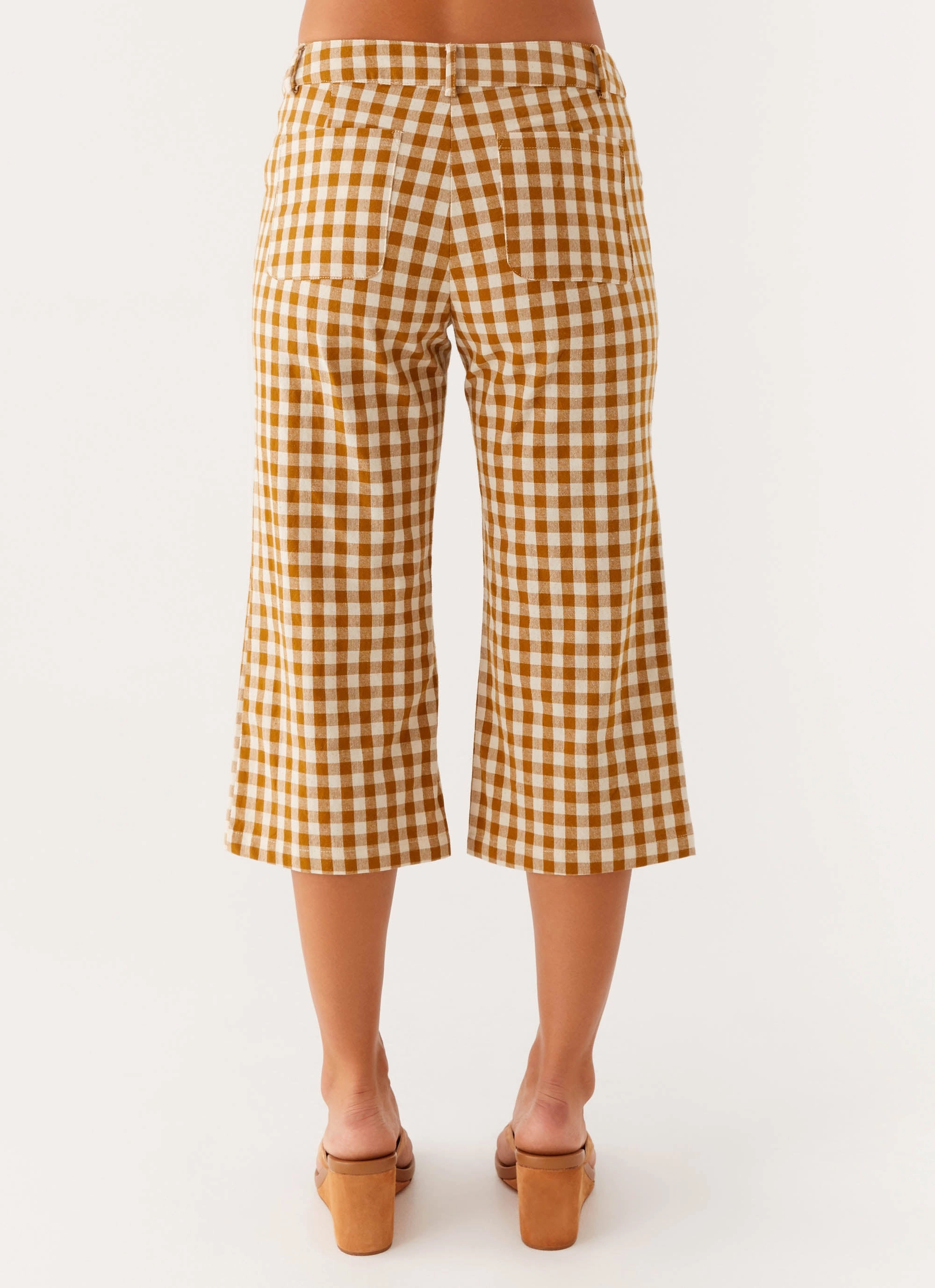 Friction Resistant Fabric Radley Capri Pants - Brown Gingham