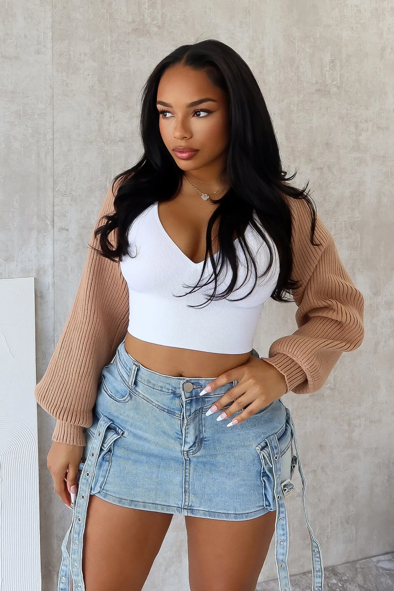 Describe Wrinkle Resistant Material Matilda Ribbed Knit Bolero Cardigan