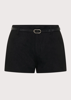Katie Suede Mini Shorts - Black Organic Cotton