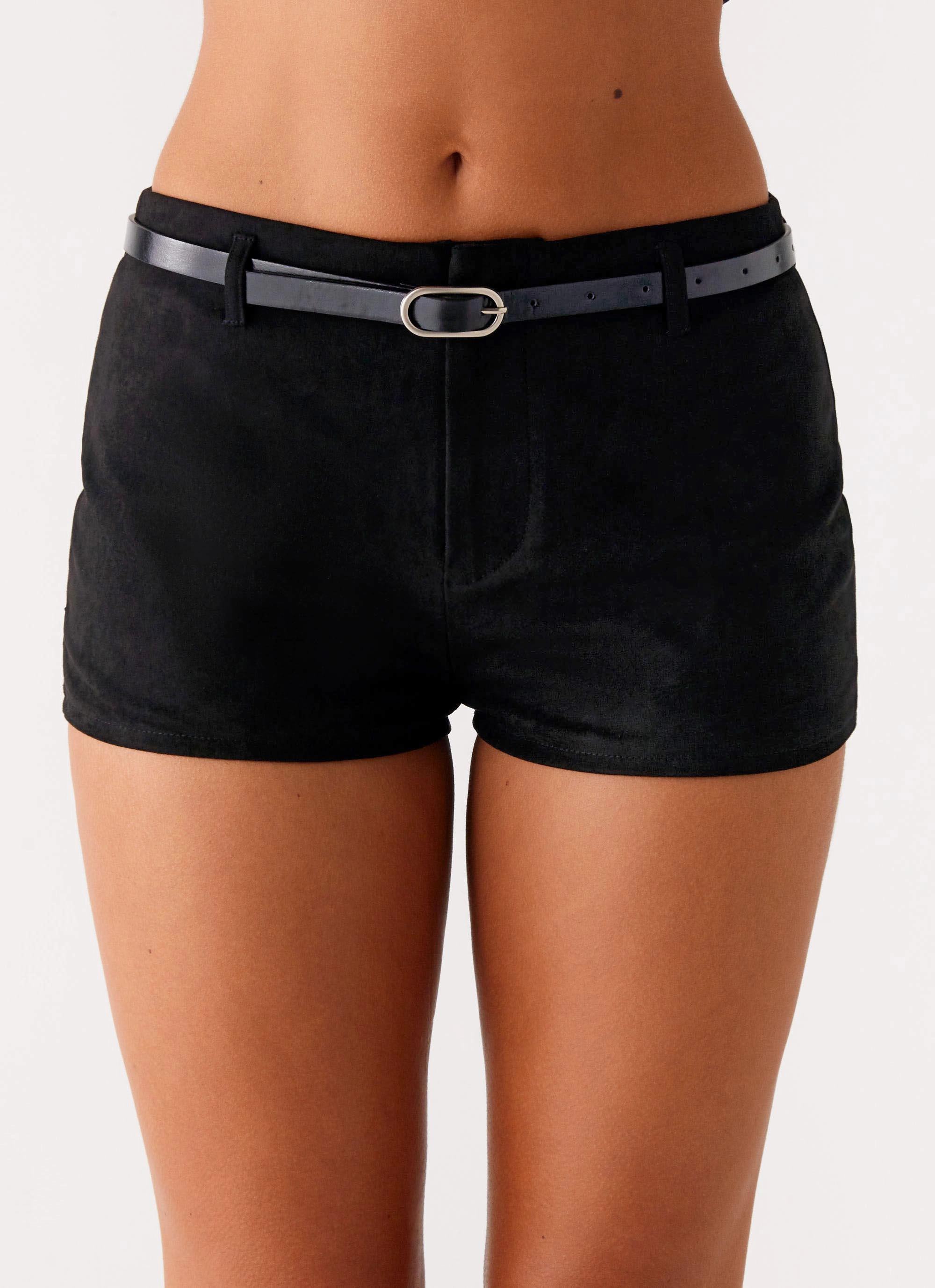 Street Comfort Katie Suede Mini Shorts - Black