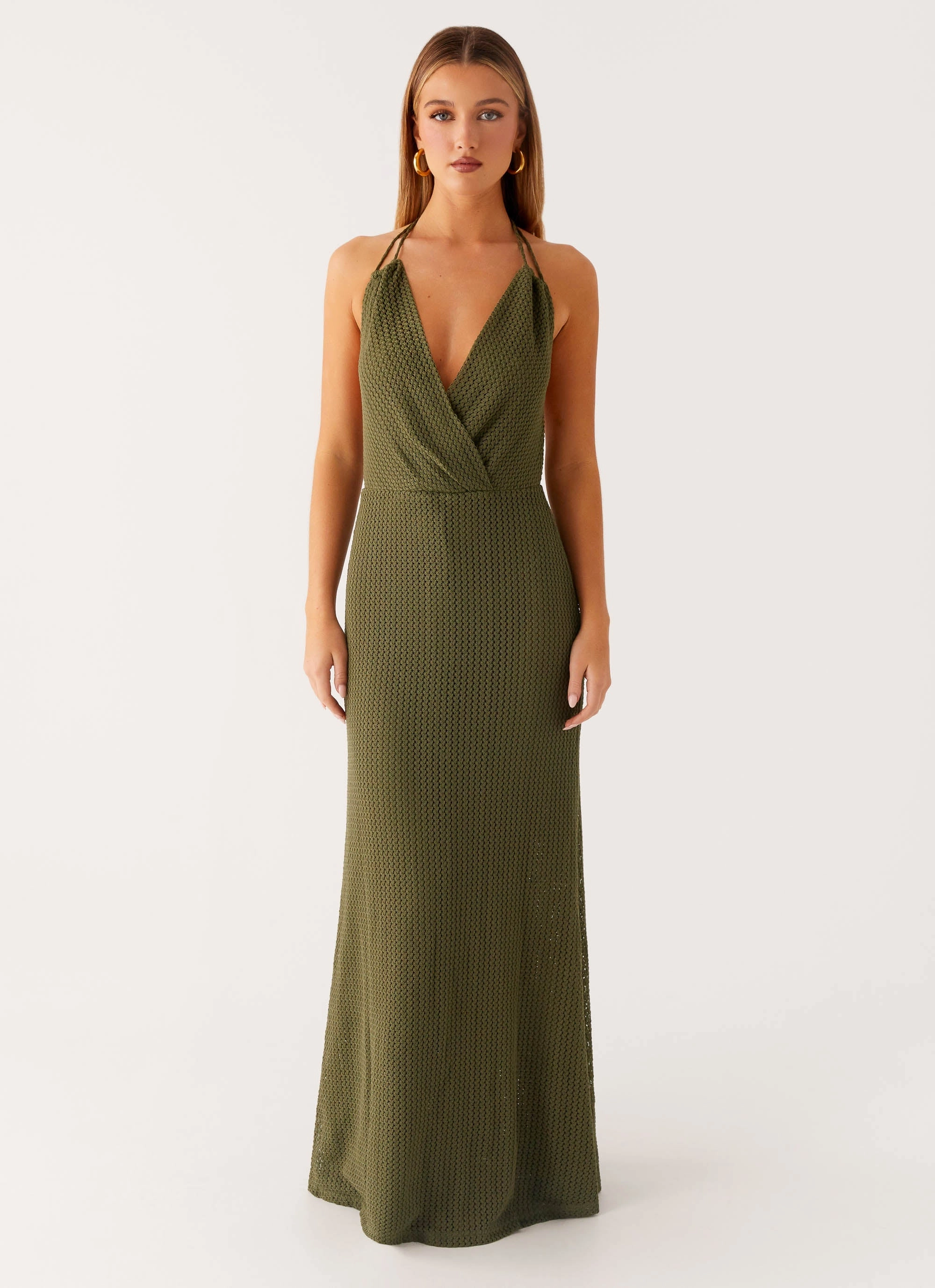 Thora Maxi Dress - Olive Romantic date dress
