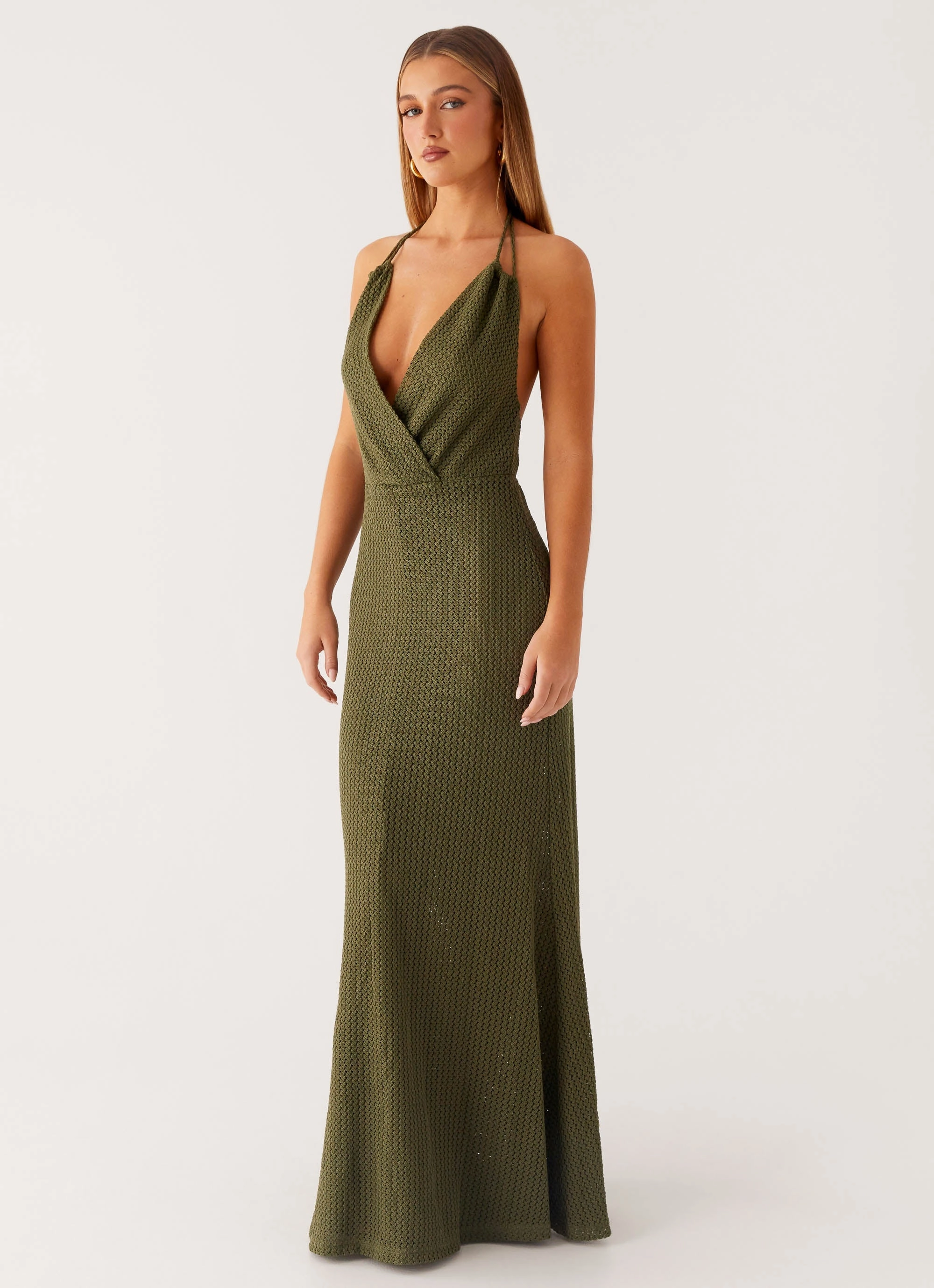 Adjustable-Straps Travel-Style Thora Maxi Dress - Olive