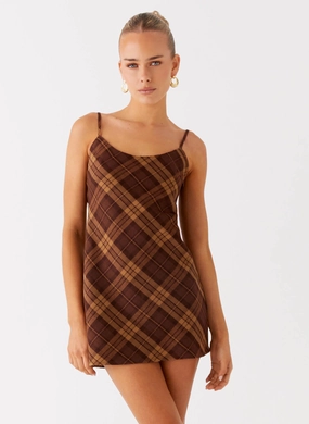 Formal-look Radio Star Mini Dress - Plaid