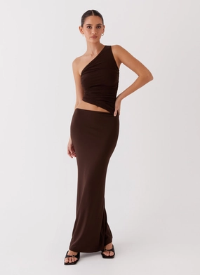 Seranella One Shoulder Maxi Dress - Chocolate Inner Feel All Wear